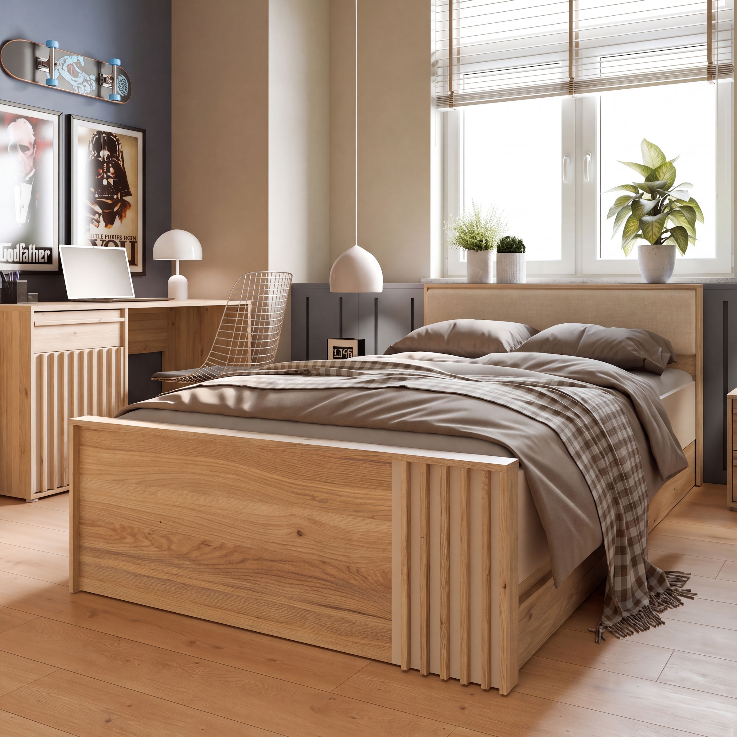 FORTE Bett »Bett mit Stauraum 2 SK, Kopfteil gepolstert« B/H/T 130/84/213 cm, in 2 Farben erhältlich