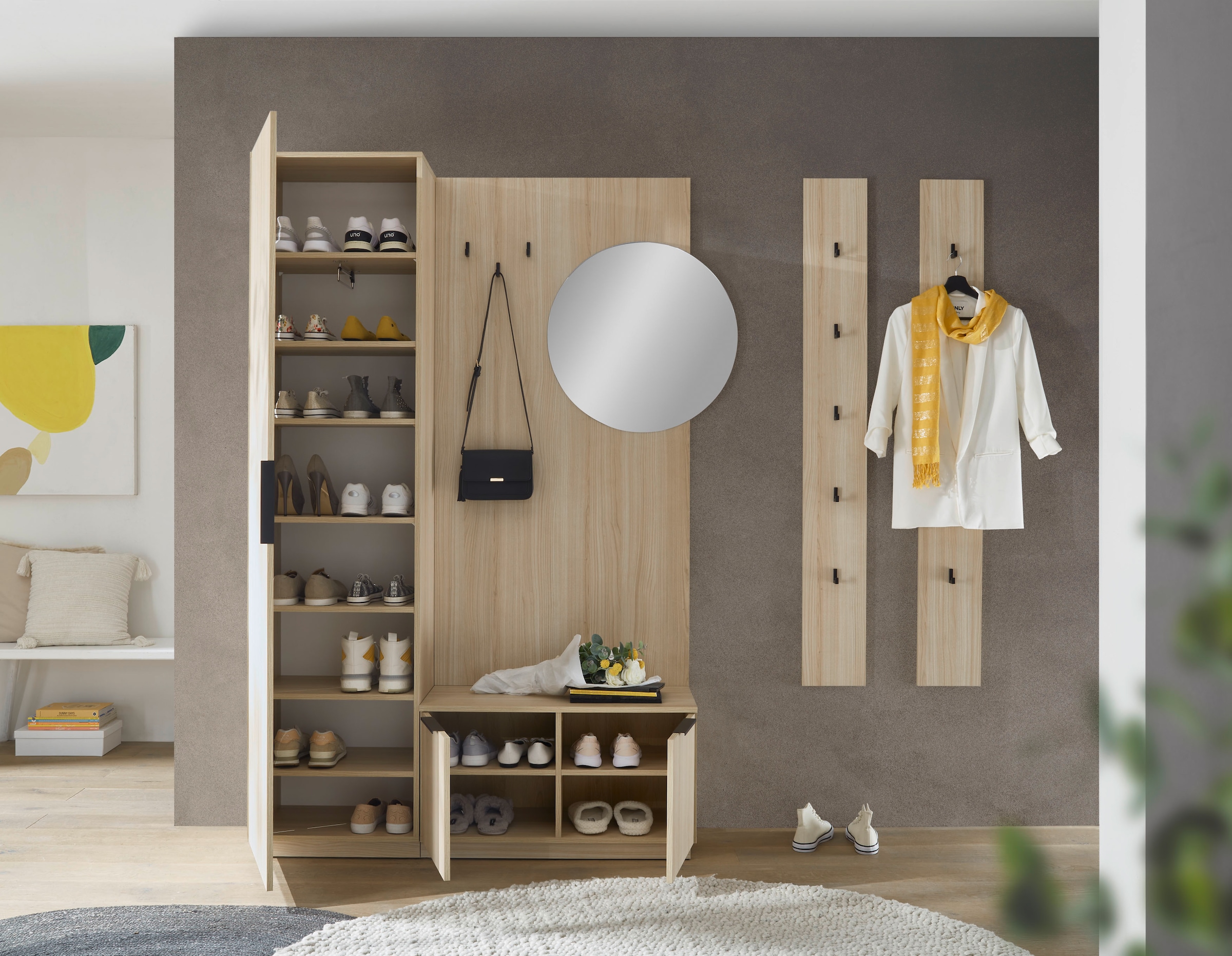 HBZ Kompaktgarderobe »Jimmy, Melaminbeschichtung, Griffleiste« 1 Stk. tlg. Breite 210cm, 4 Komponenten, Melaminbeschichtung