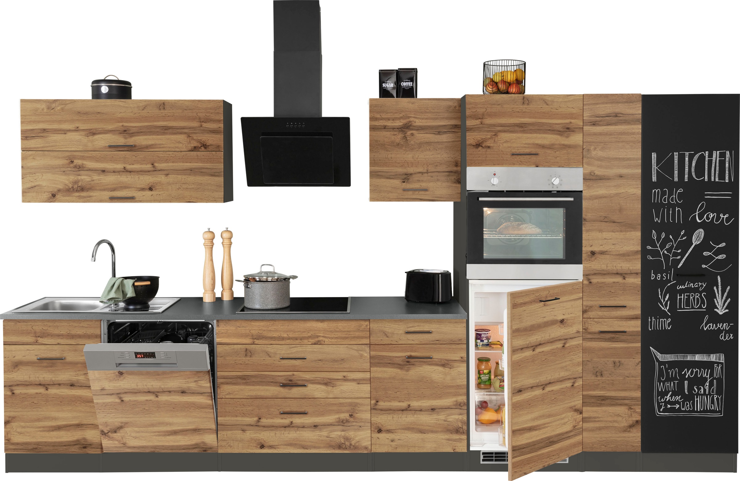 KOCHSTATION Küchenzeile »KS-Trier«, mit E-Geräten, Breite 380 cm