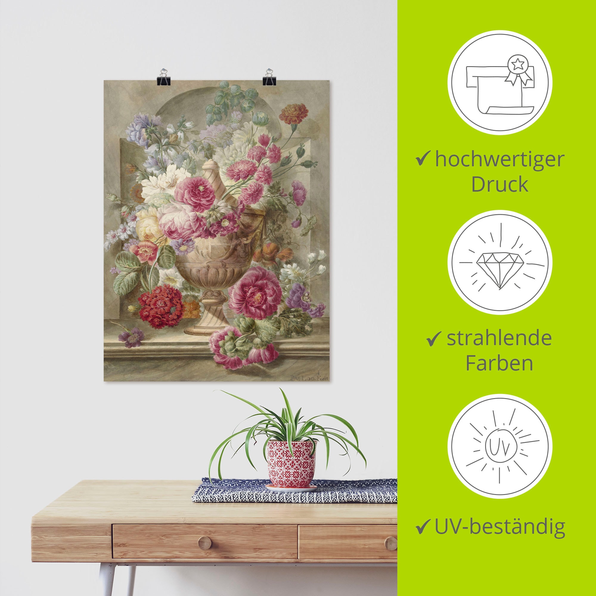 Artland Wandbild »Vase mit Blumen.«, Arrangements, (1 St.), als Leinwandbild, Poster, Wandaufkleber in verschied. Größen