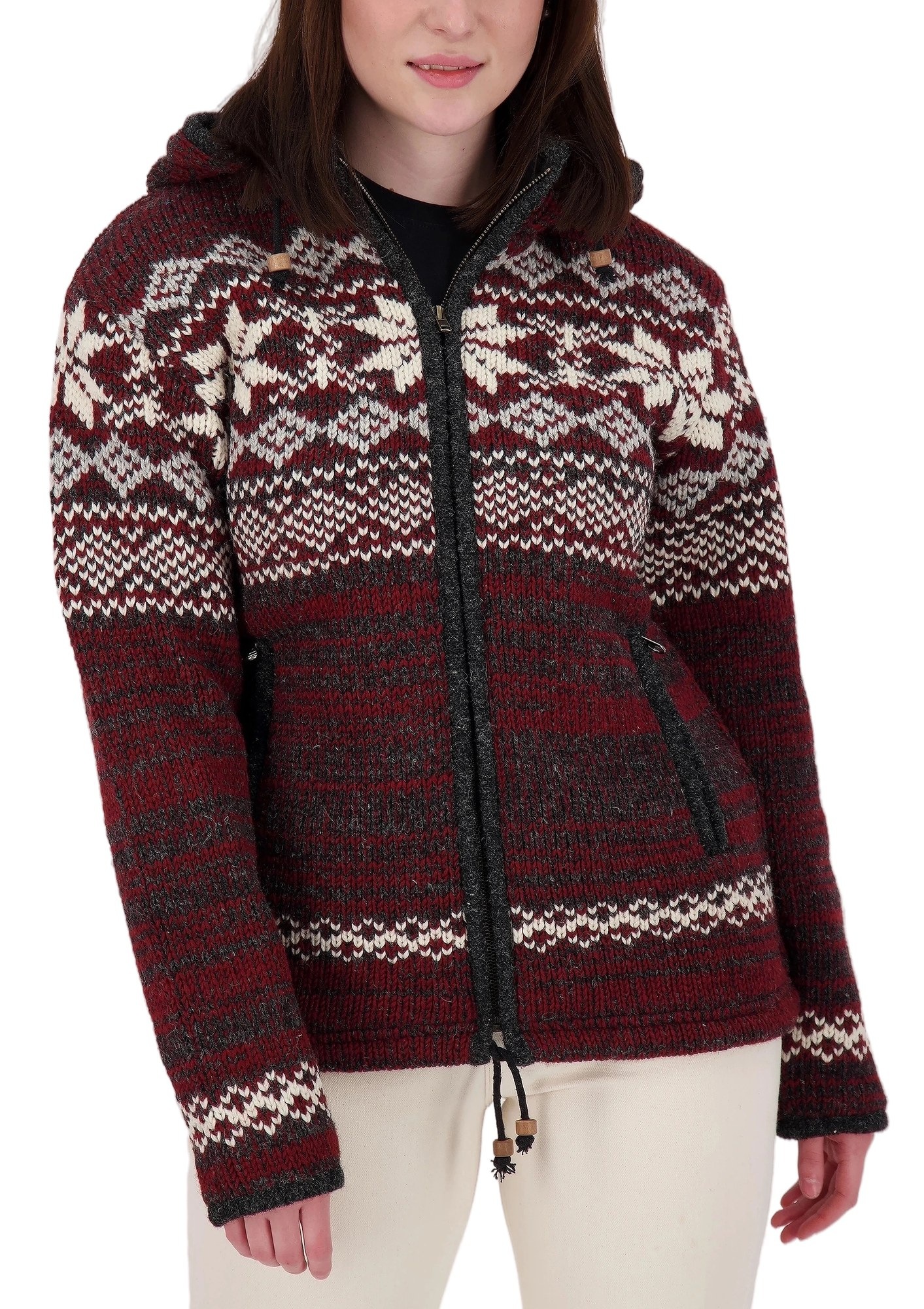 DEPROC Active Strickfleecejacke »ANNAPURNA« mit Kapuze mit Kapuze und weichem Fleece gefüttert