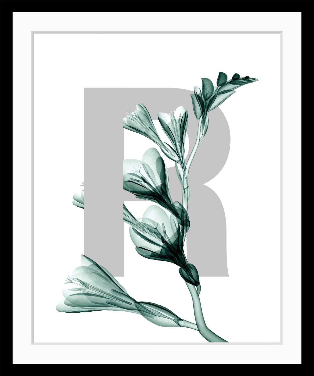 queence Bild »R-Flower«, Buchstaben, Blätter, gerahmt, Blume