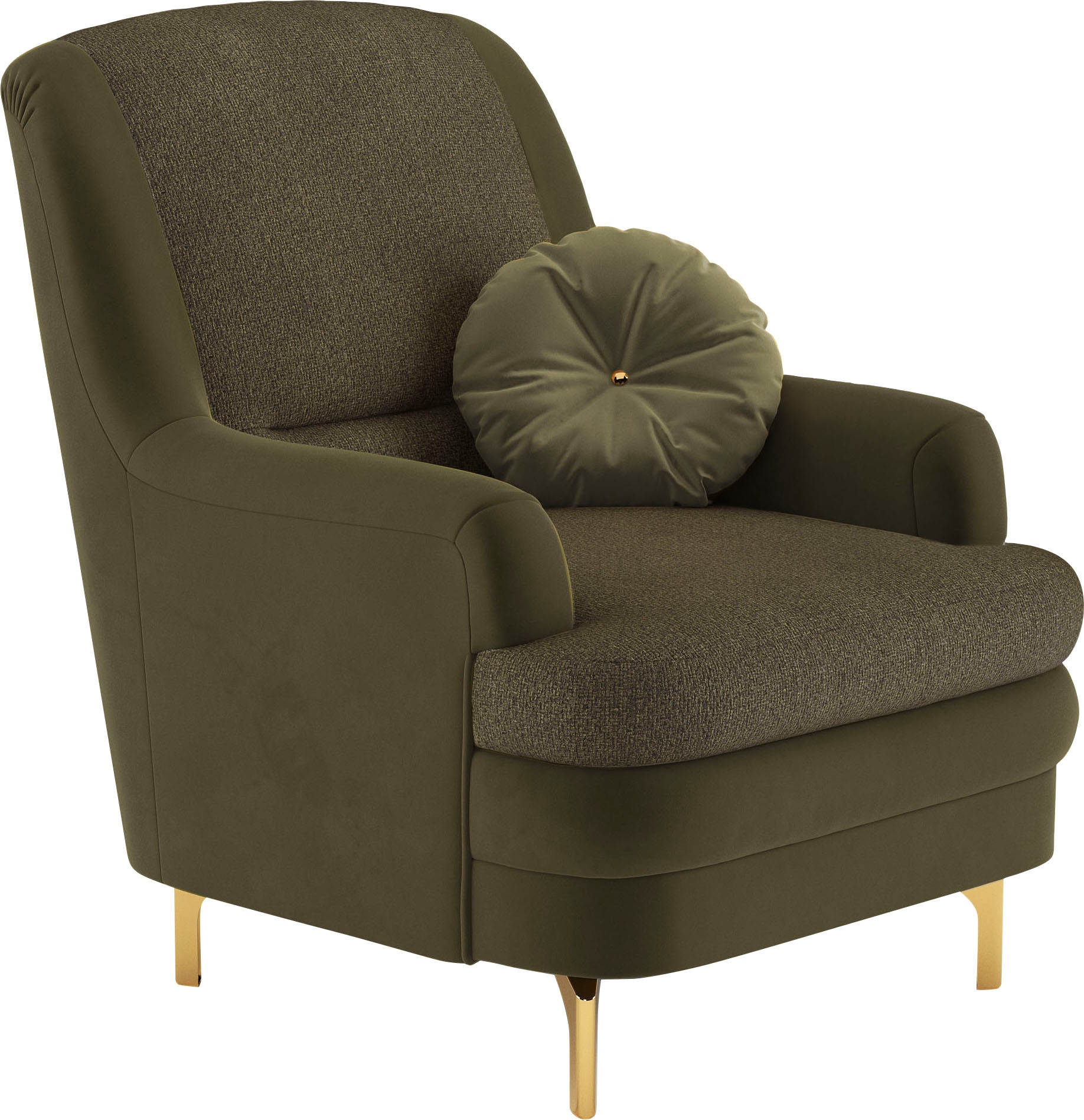 sit&more Sessel »Orient«, inkl. 1 Zierkissen mit Strass-Stein, goldfabene Metallfüße