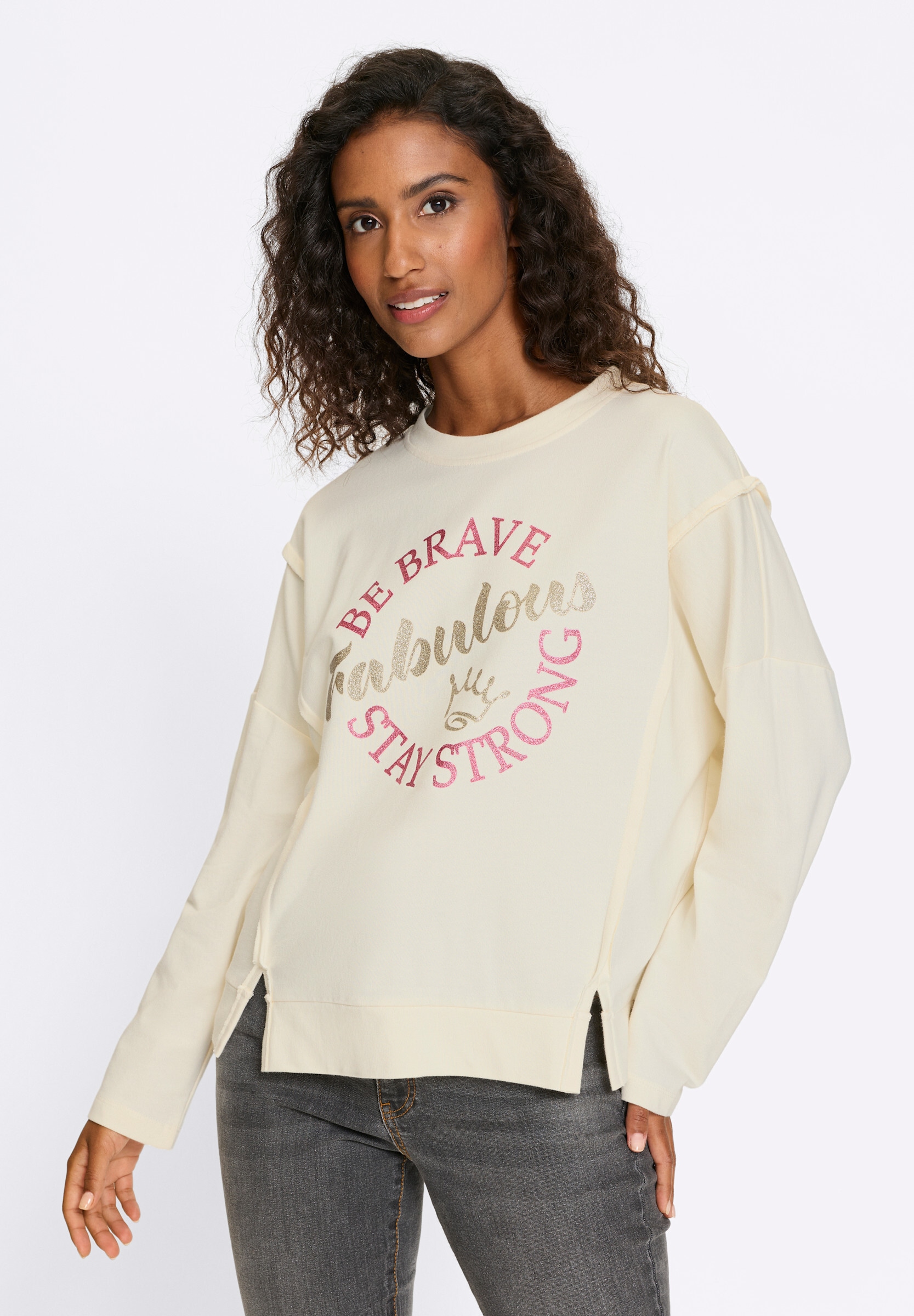 heine Sweatshirt »Sweatshirt Sweatshirt mit glitzerndem Lettering«
