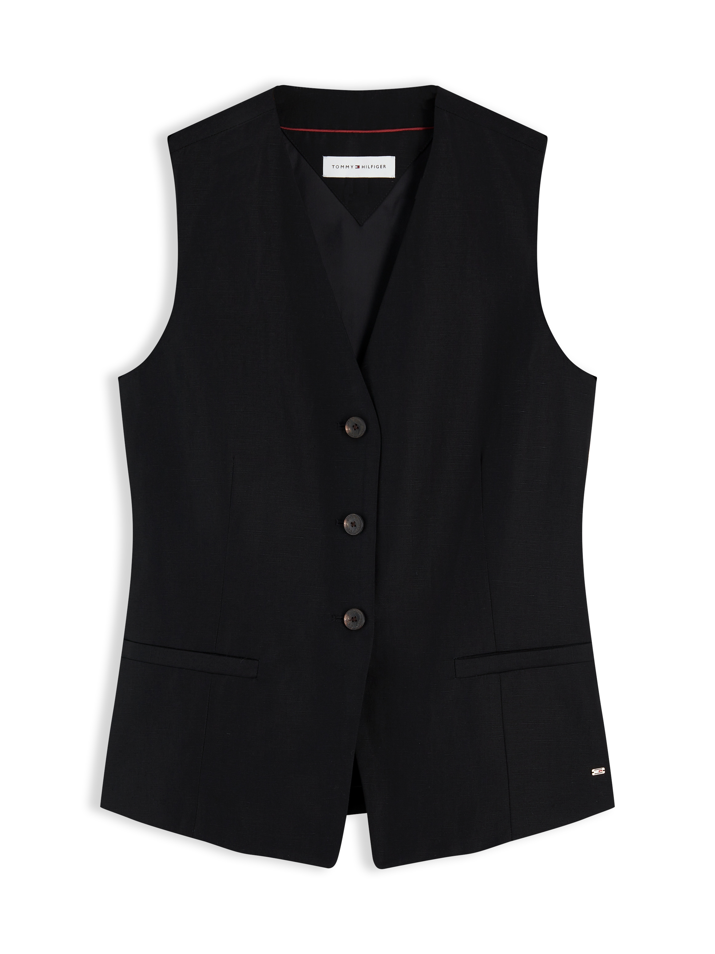 Tommy Hilfiger Anzugweste »SUMMER LYOCELL LONG WAISTCOAT« Materialmix mit Leinen