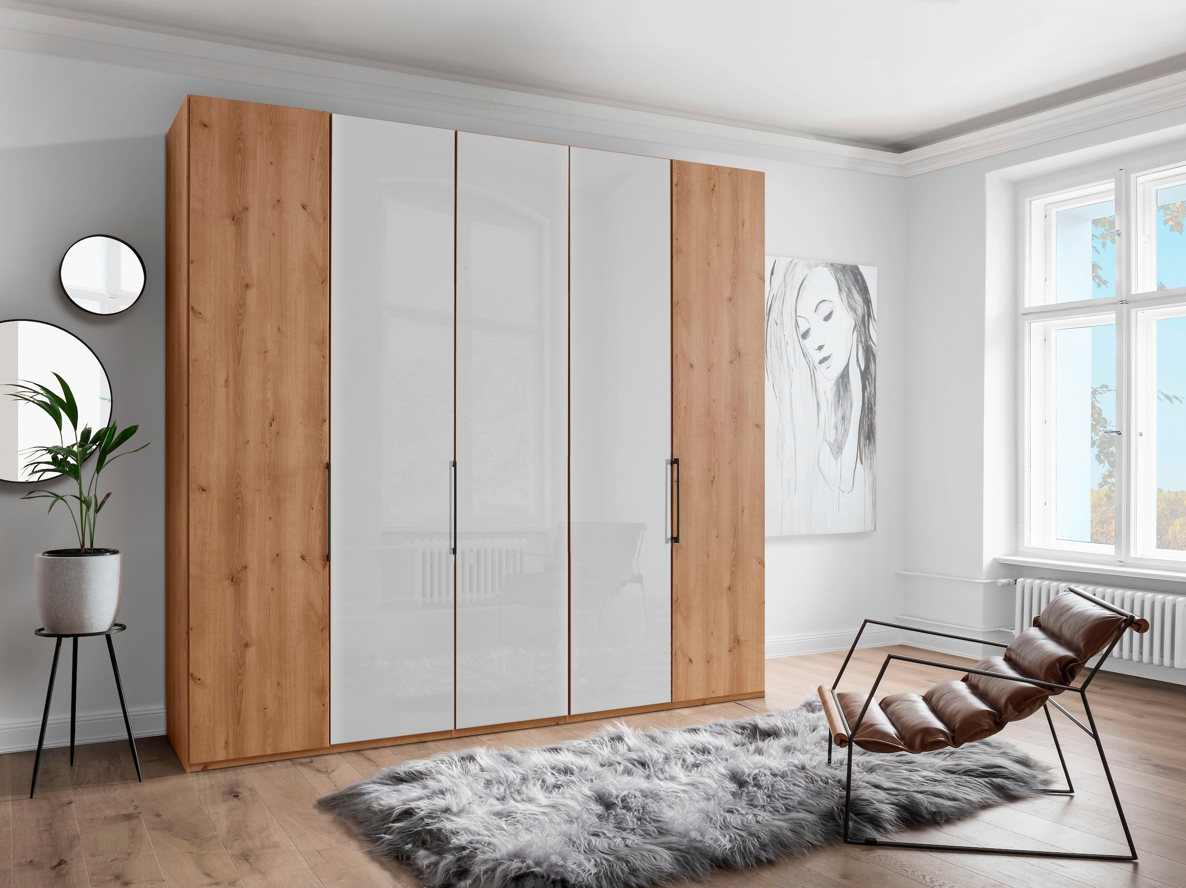 WIEMANN Falttürenschrank »Monaco« mit Teil-Glasfront sowie hochwertige Beschläge