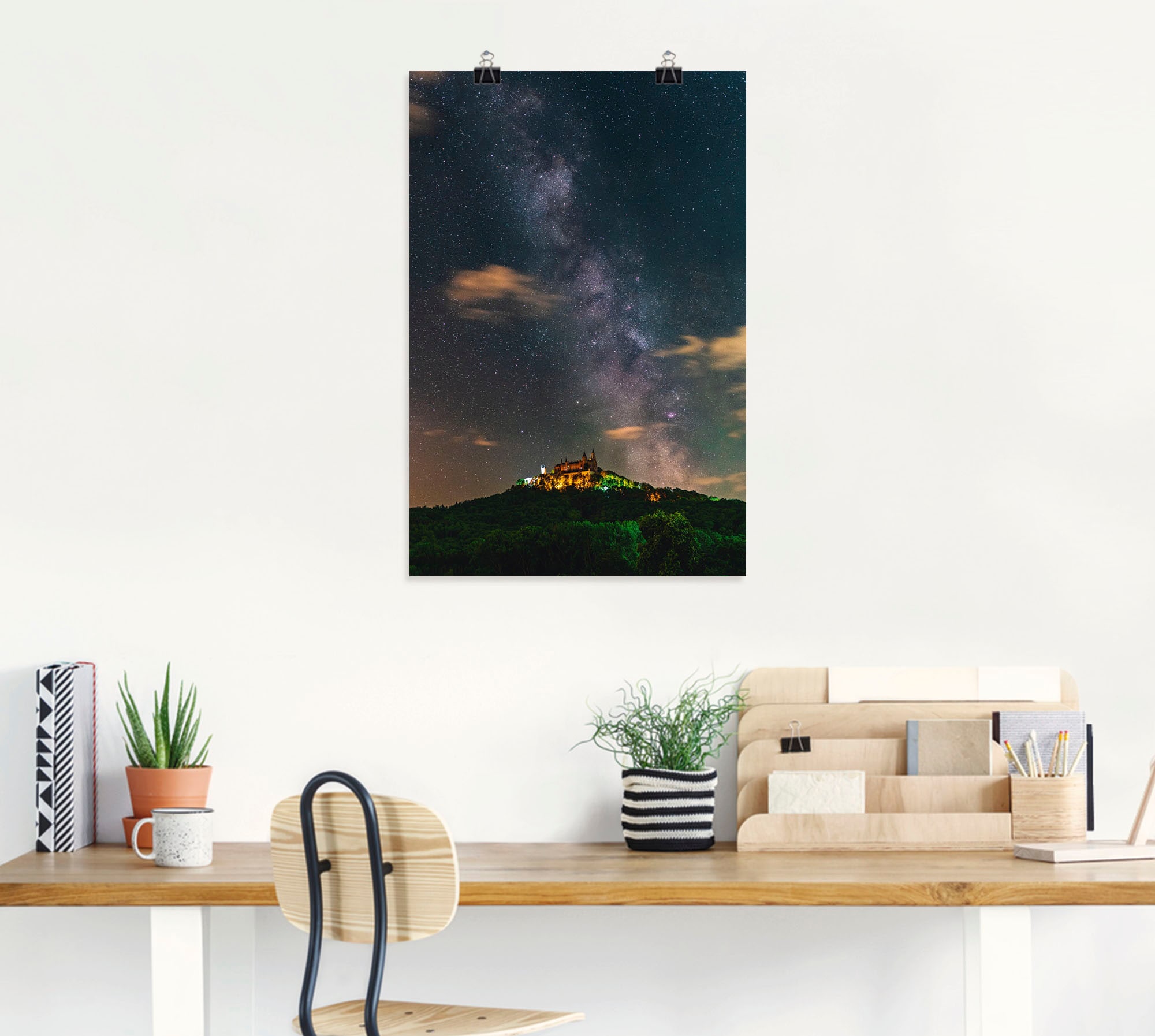 Artland Poster »Milchstraße über der Burg Hohenzollern«, Bilder vom Sternenhimmel, (1 St.), als Alubild, Leinwandbild, Wandaufkleber oder Poster in versch. Größen