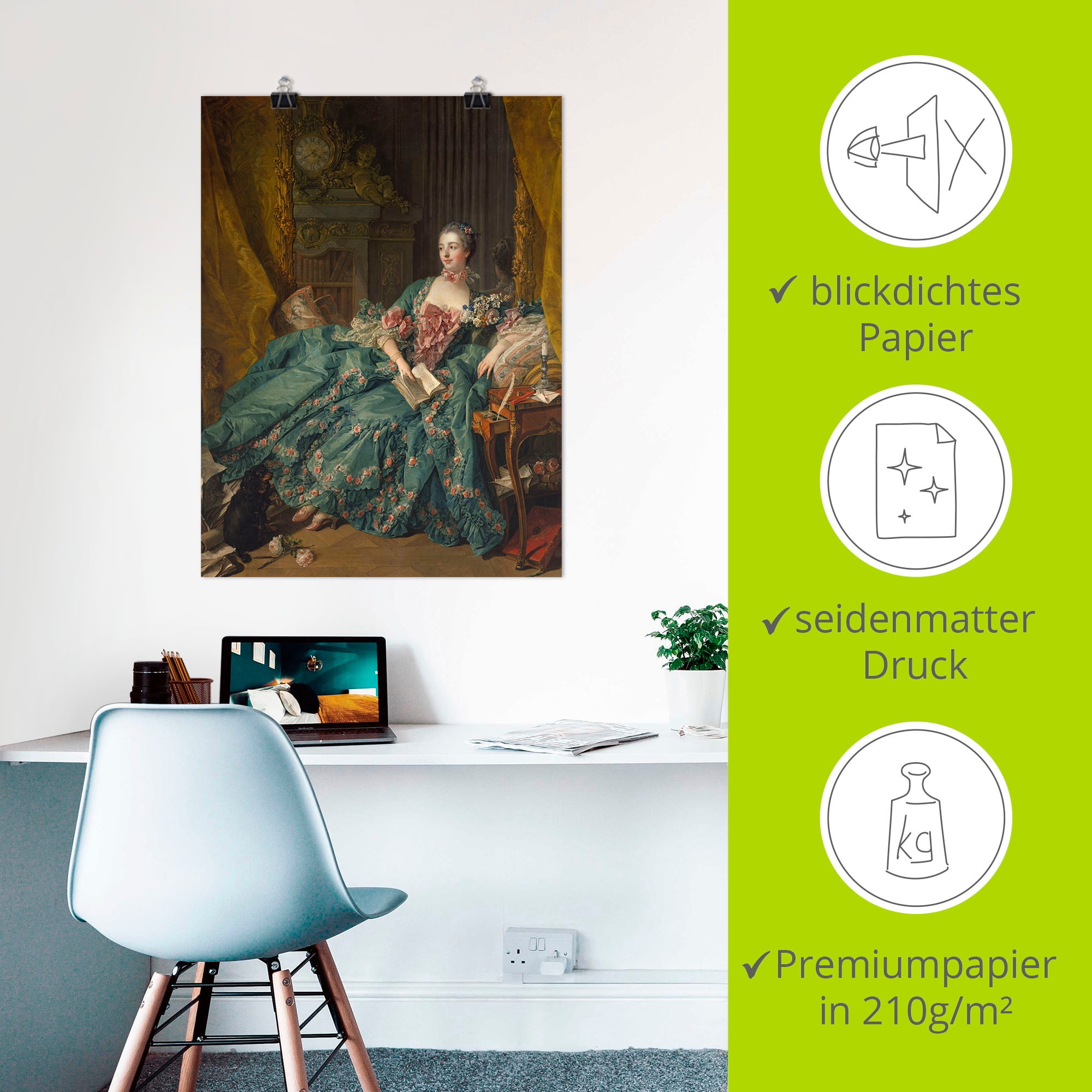 Artland Wandbild »Bildnis der Marquise de Pompadour. 1756« Frau 1 Stk. tlg. als Leinwandbild, Poster in verschied. Größen