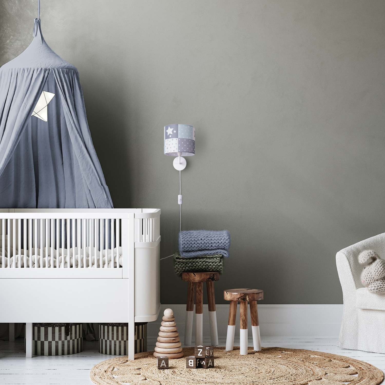 Paco Home Wandleuchte »Cosmo 345« E14 Kinderlampe Wandlampe  Schalter Ø 18cm Sterne Punkte Kabellänge 3m E14
