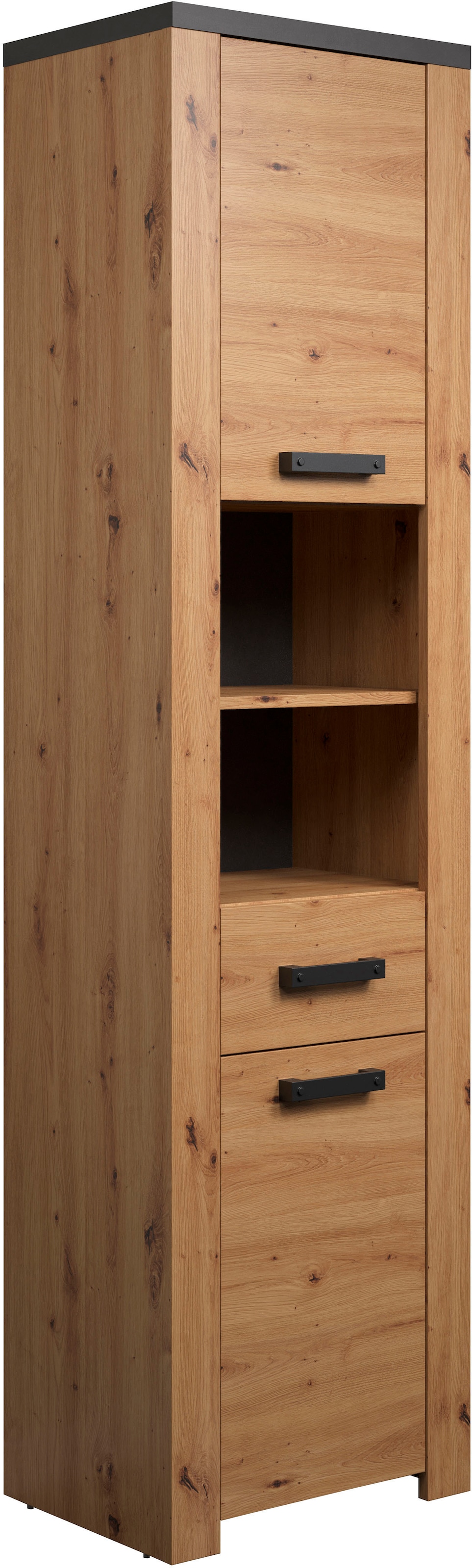 welltime Hochschrank »Ambres«, (1 St.), Badschrank in matter Echtholzoptik - Maße (B/T/H) 53/35/196 cm