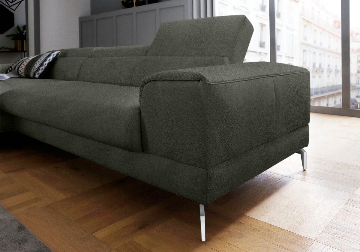 W.SCHILLIG Ecksofa »piedroo, Designsofa mit tollem Sitzkomfort, bequem und elegant, L-Form«, Kopfteilverstellung, wahlweise mit Sitztiefenverstellung, Breite 303cm