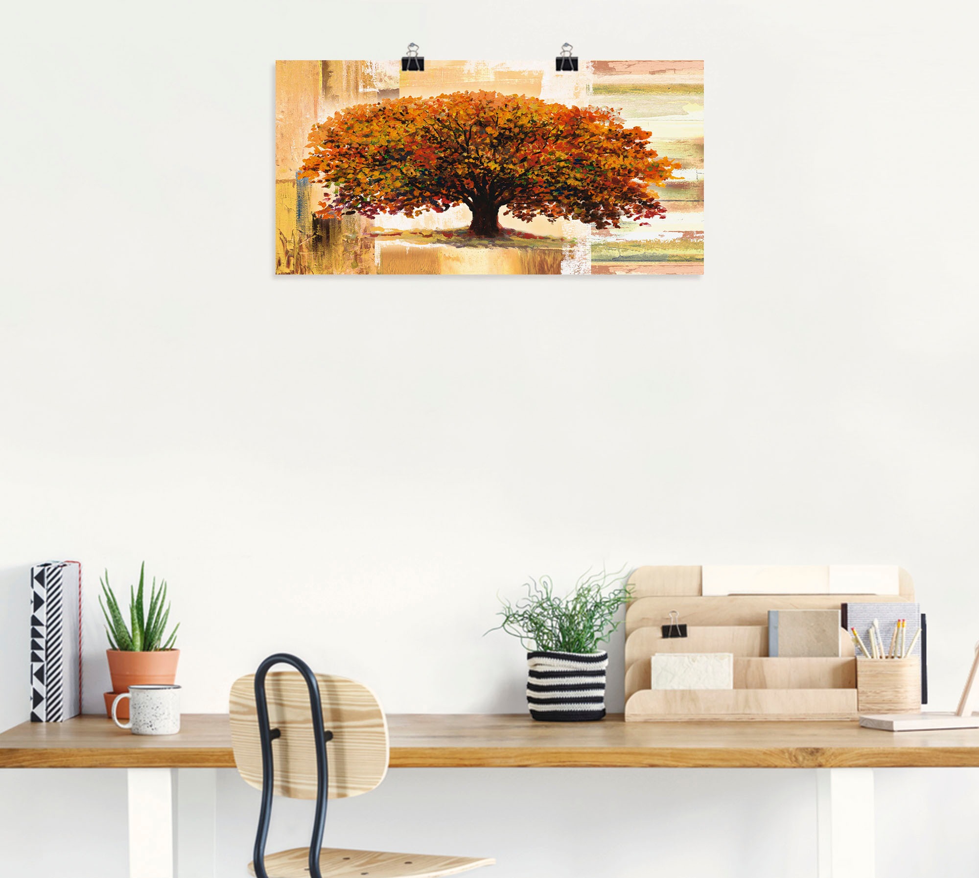Artland Wandbild »Herbstbaum auf abstraktem Hintergrund« Bäume 1 Stk. tlg. als Leinwandbild, Poster in verschied. Größen