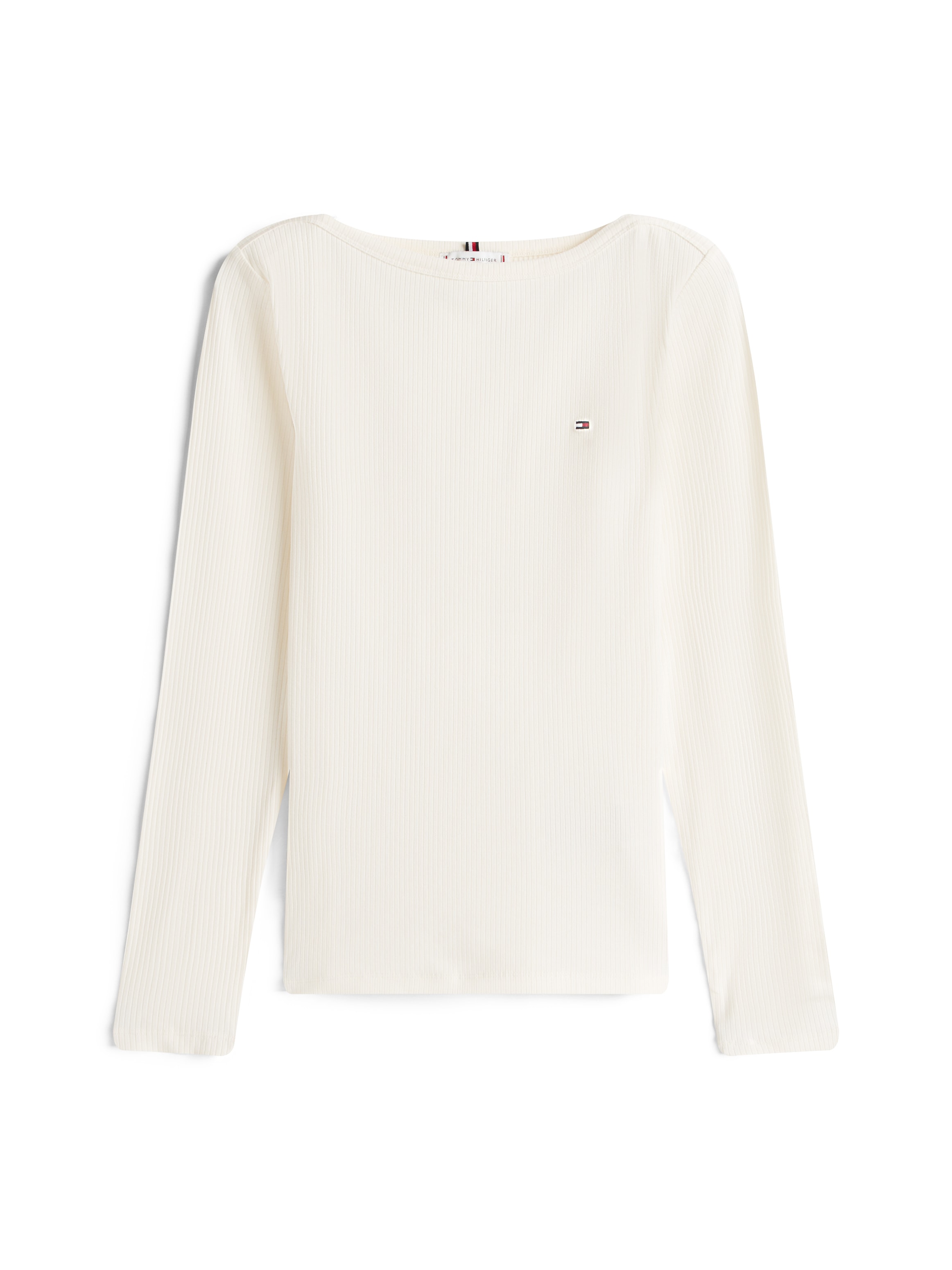 Tommy Hilfiger Langarmshirt »SLIM 5X2 RIB BOAT-NK LS mit U-Boot Ausschnitt und Rippstruktur« unifarben, casual, slim fit, Viskosemix, U-Boot-Ausschnitt