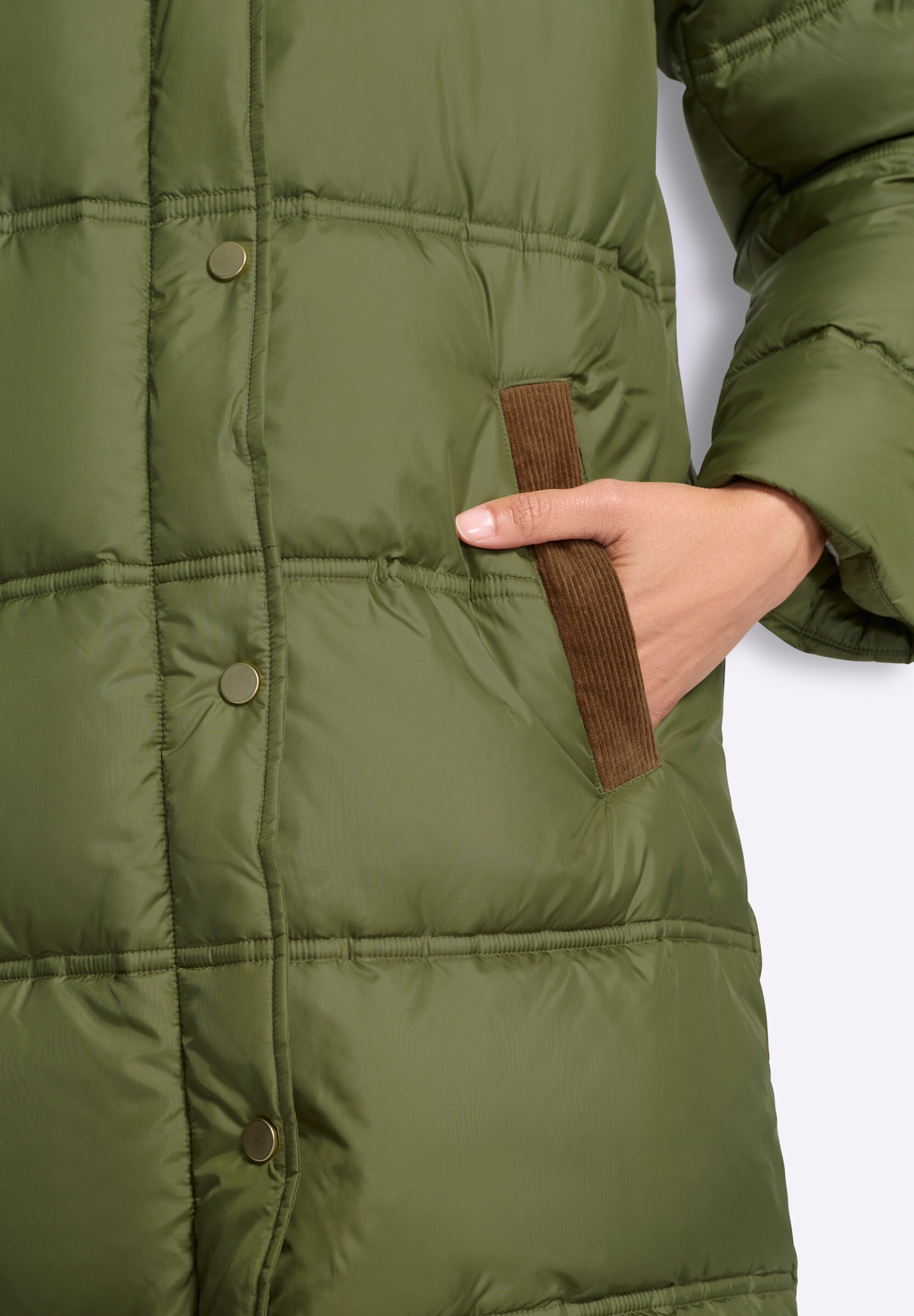 heine Steppjacke »Steppmantel Steppmantel mit Cord-Details« ohne Kapuze