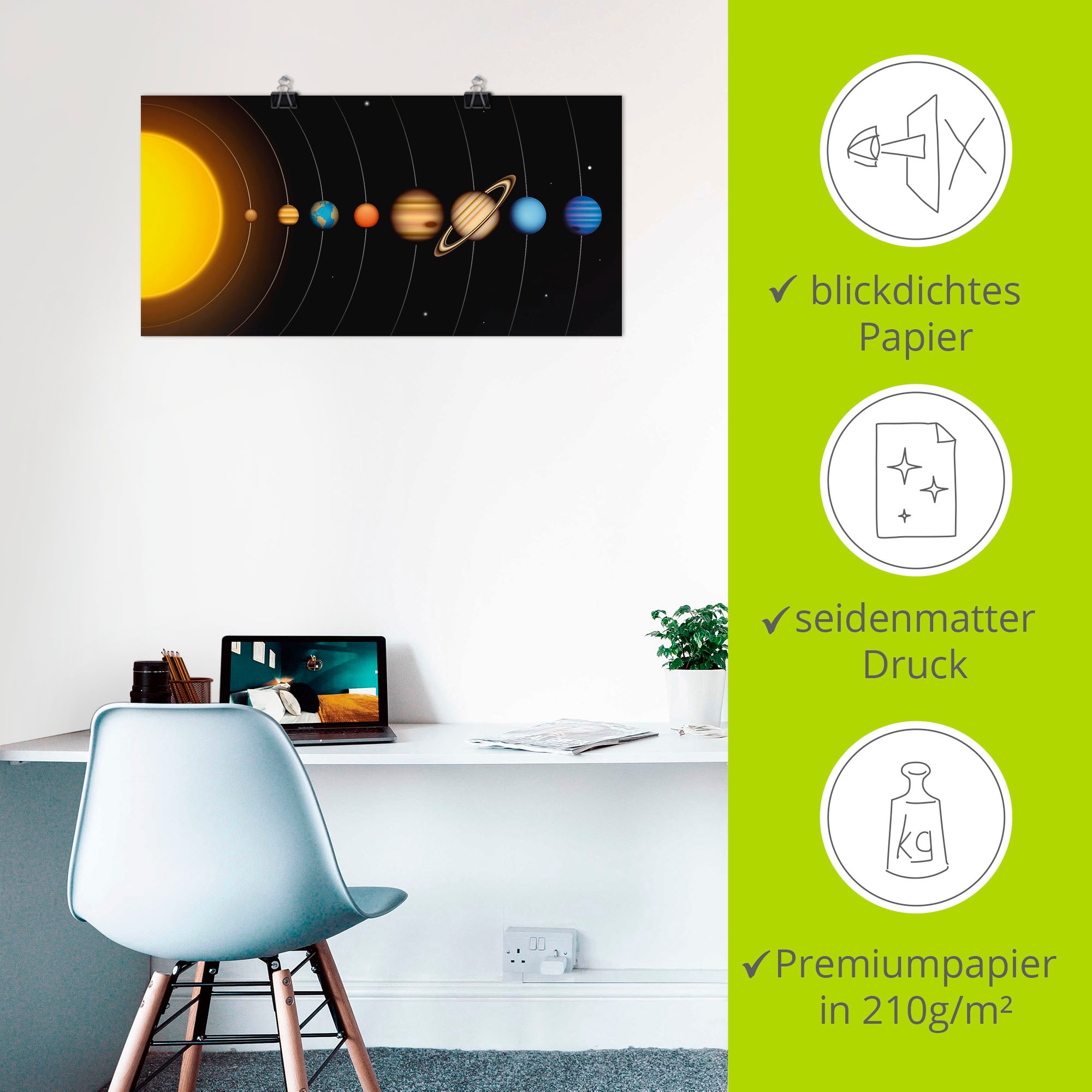 Artland Wandbild »Vector Sonnensystem mit Planeten« Sonnensystem 1 Stk. tlg. als Alubild, Outdoorbild, Leinwandbild, Poster, Wandaufkleber