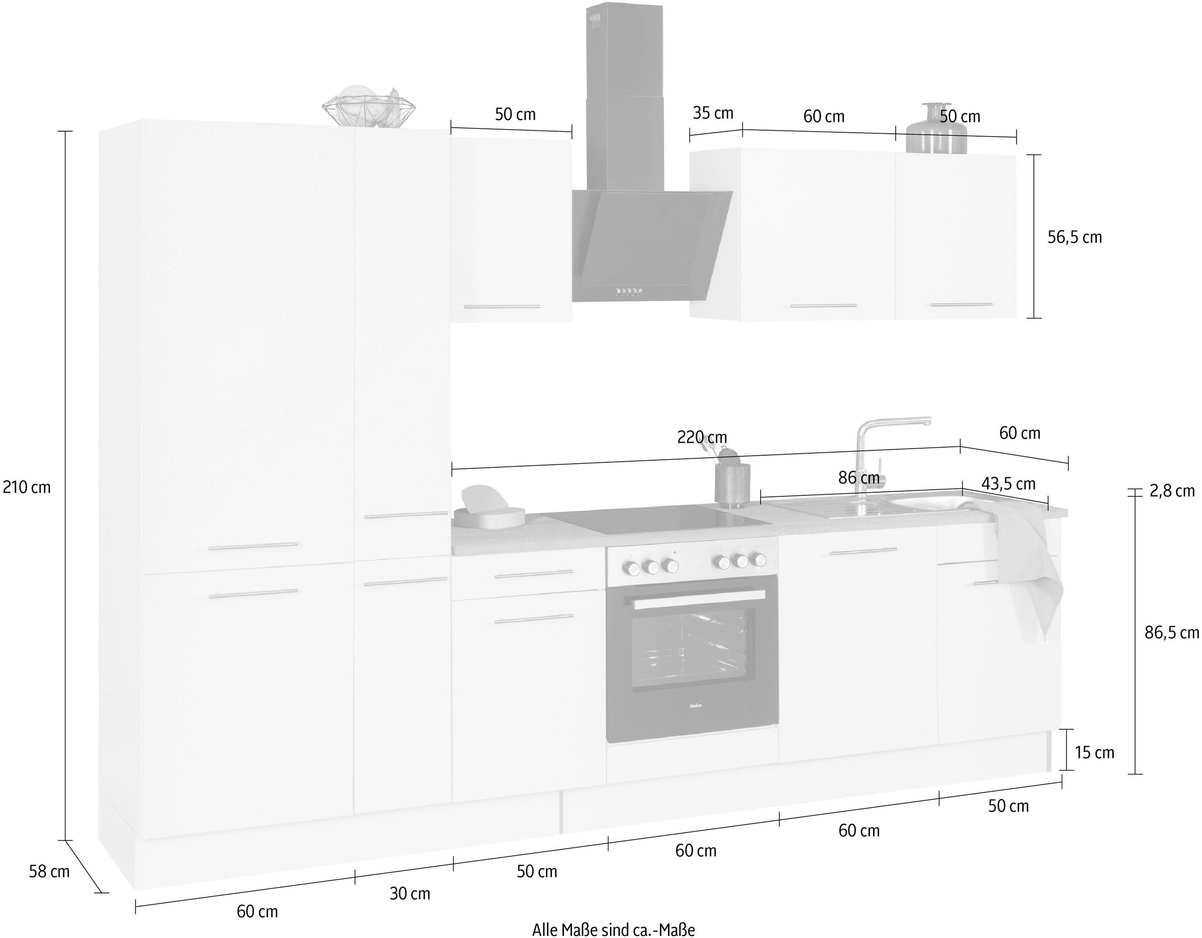 wiho Küchen Küchenzeile »Ela«, Breite 310 cm, Soft-Close-Funktion,  höhenverstellbare Füße auf Rechnung kaufen