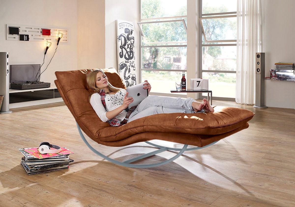 W.SCHILLIG Relaxliege »daily dreams«, in Waffelkissen-Optik, Schaukelgestell silber matt, in 2 Breiten
