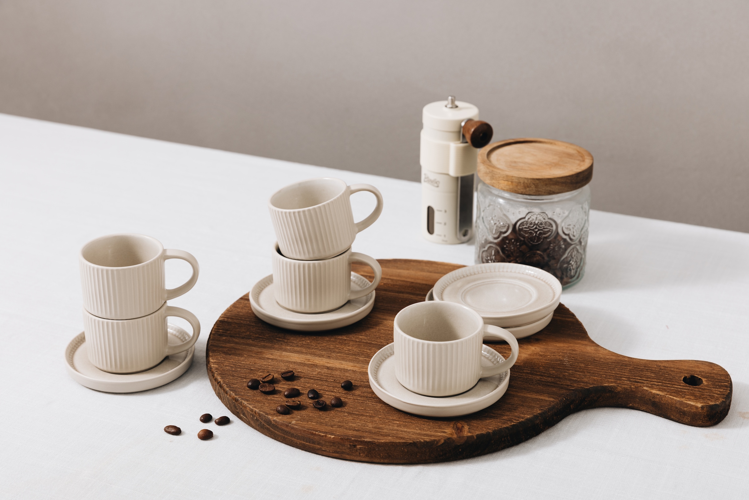 OTTO home Espressotasse »Ylvii, 12er Set, bestehend aus 6 Tassen + 6 Untertassen« für 6 Personen, spülmaschinenfest und mikrowellengeeignet, 90 ml