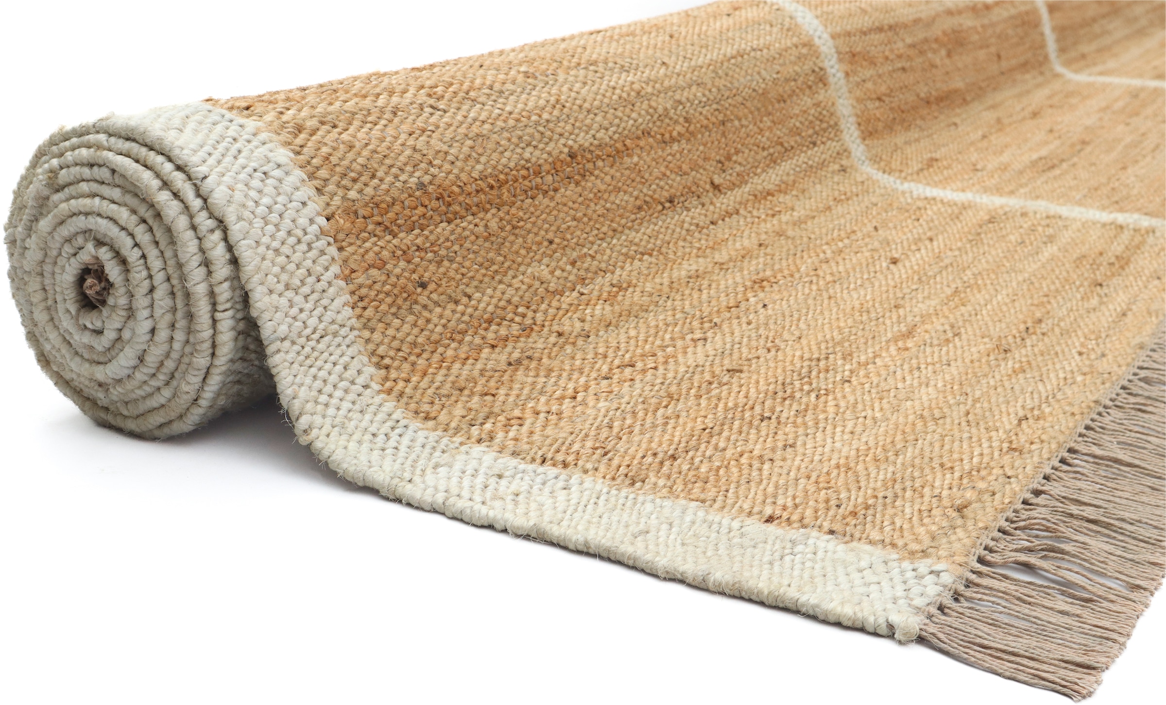 LeGer Home by Lena Gercke Teppich »Lenia, handgewebt, Jute« rechteckig 10 mm Höhe mit Fransen, Teppich, Wohnzimmer, Schlafzimmer, Esszimmer