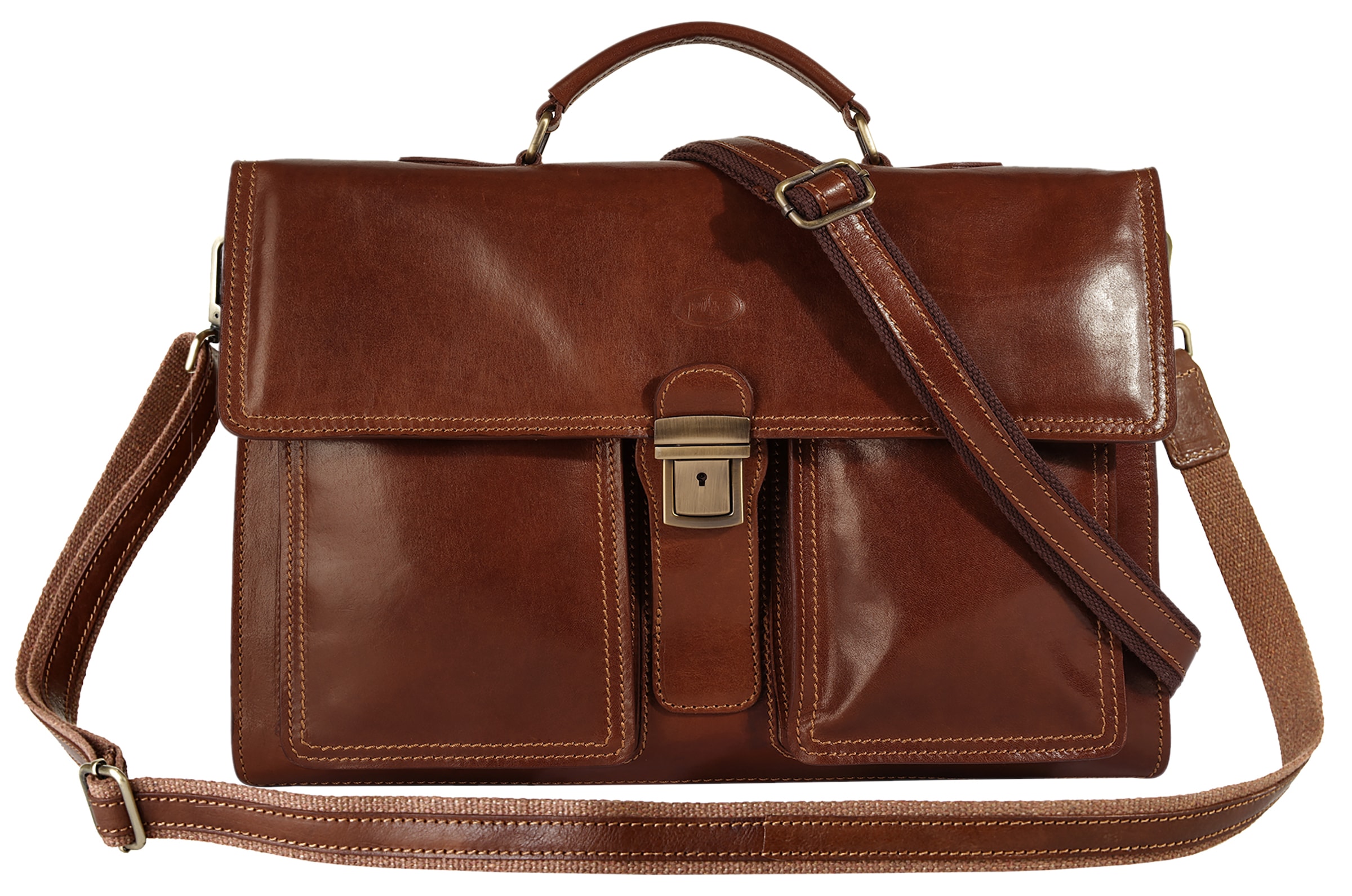 Piké Aktentasche echt Leder, Made in Italy