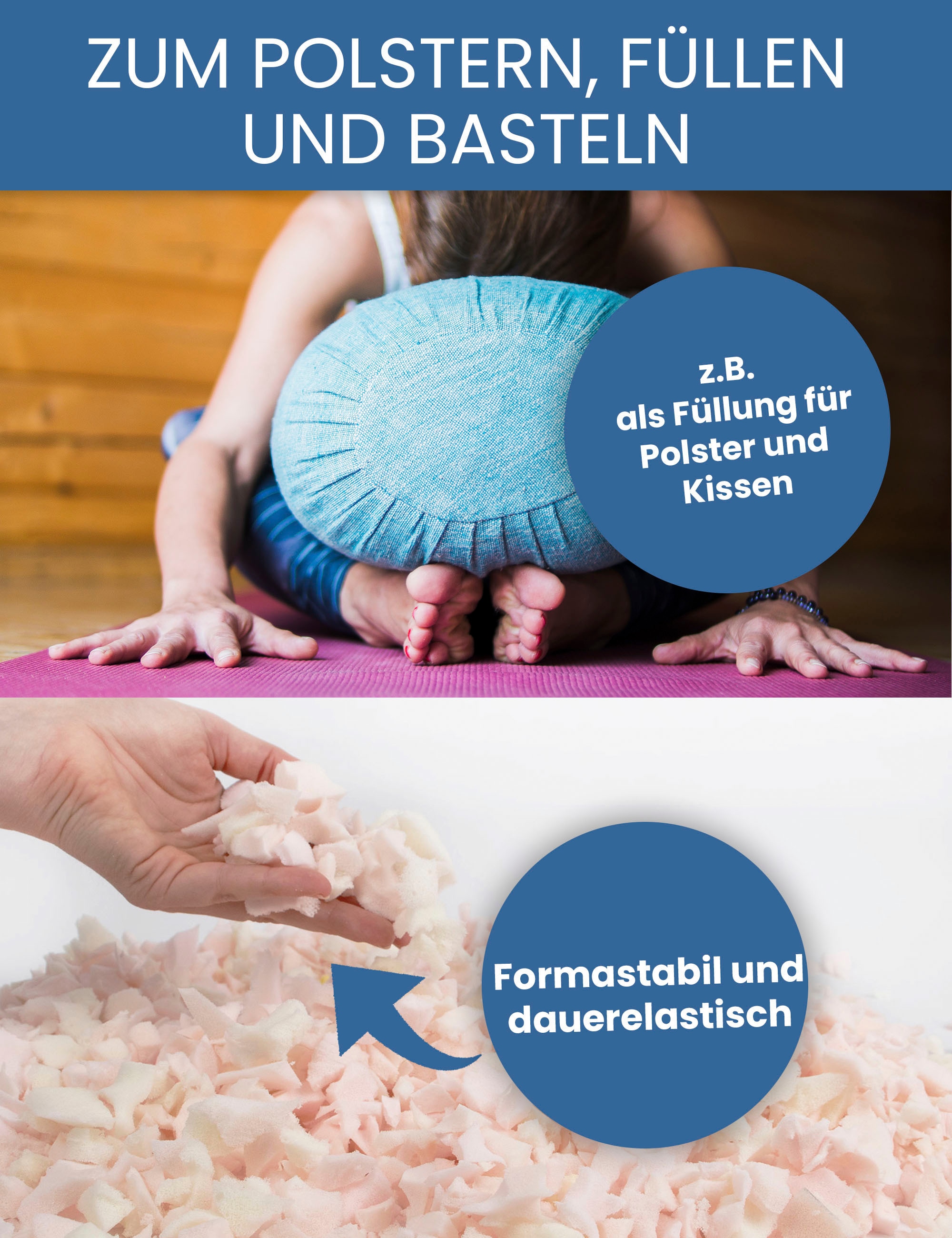 Primaflor-Ideen in Textil Kissenfüllung »Schaumstoffflocken« Füllmaterial für Kissen, Polster, Kuscheltiere & Puppen, waschbar