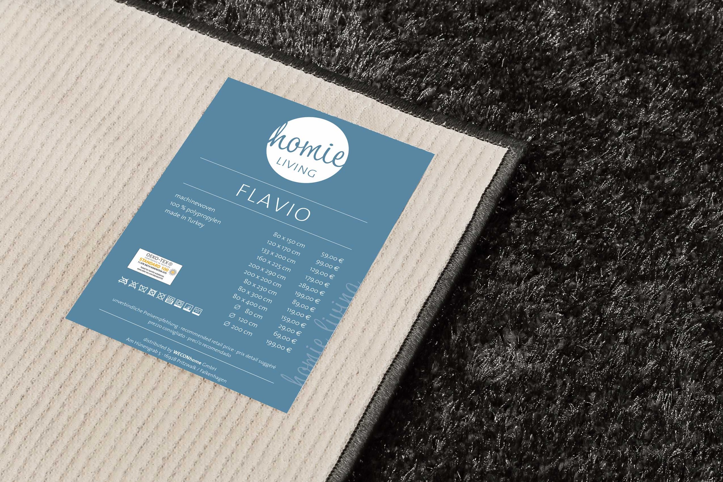 Homie Living Teppich »Flavio«, rechteckig, 30 mm Höhe, Hochflor, gewebt, weich, uni, Wohnzimmer, Schlafzimmer, waschbar