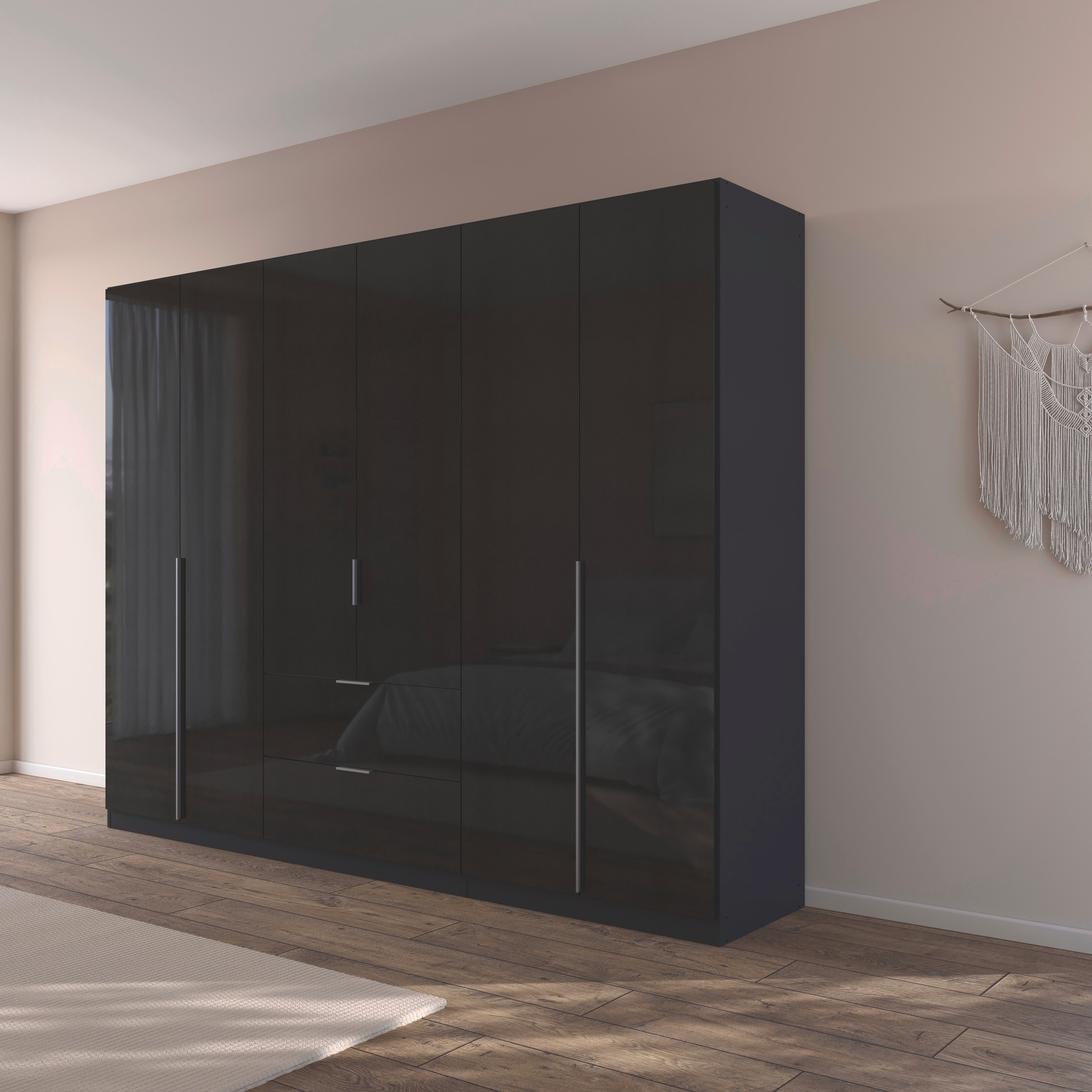 rauch Drehtürenschrank »Kleiderschrank Schrank Garderobe AGORDO mit Dekor- oder Hochglanzfront«, (in zwei Griff-Farben mit Dekor- oder Hochglanzfront), mit Außenschubkästen, in 6 Breiten und 2 Höhen MADE IN GERMANY