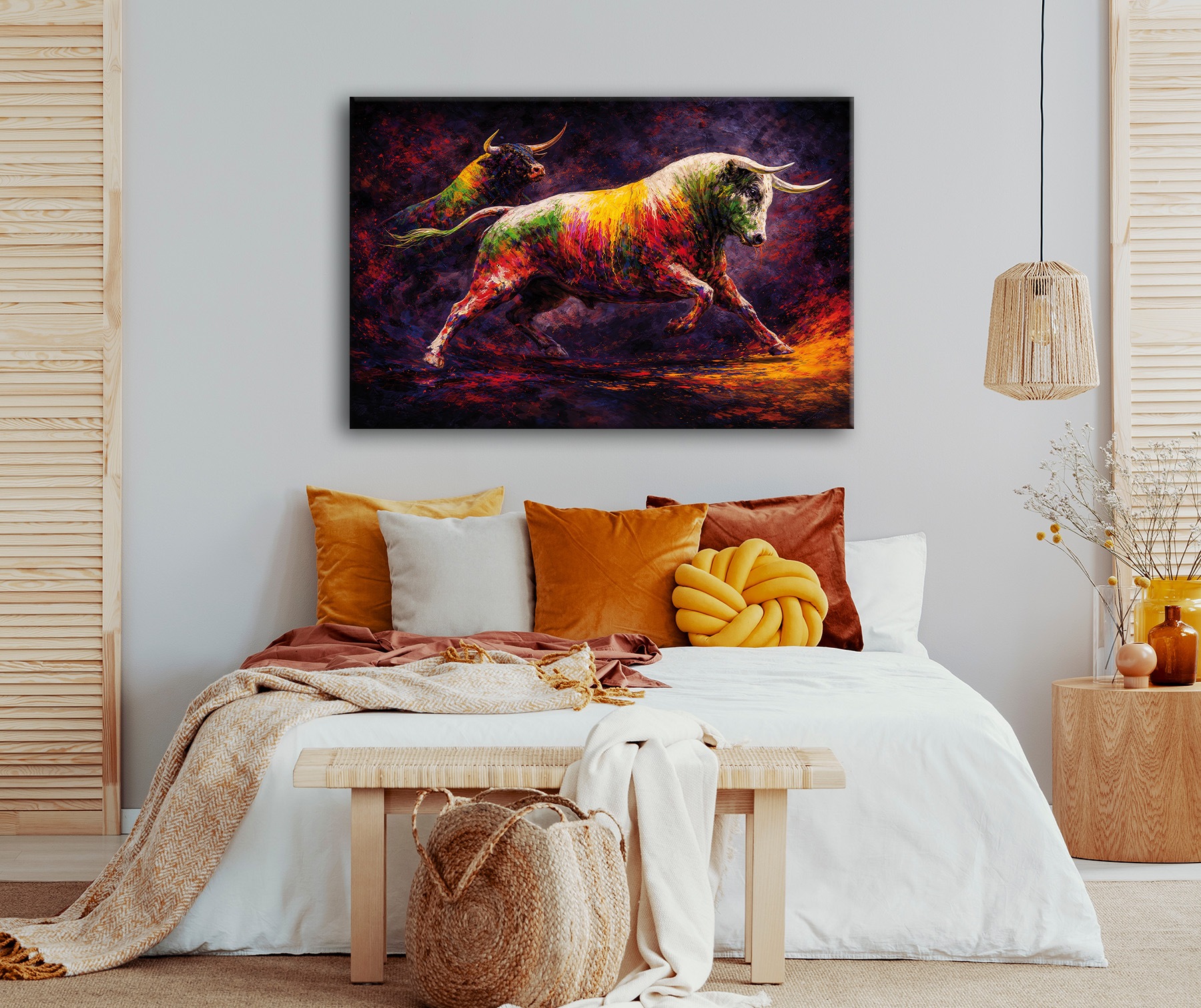 Bönninghoff Bild »Wandbild BUNTER STIER 78x118 cm – Leinwandbild Keilrahmen Deko modern« Kuh | Kühe | Tiere auf Keilrahmen gespannt