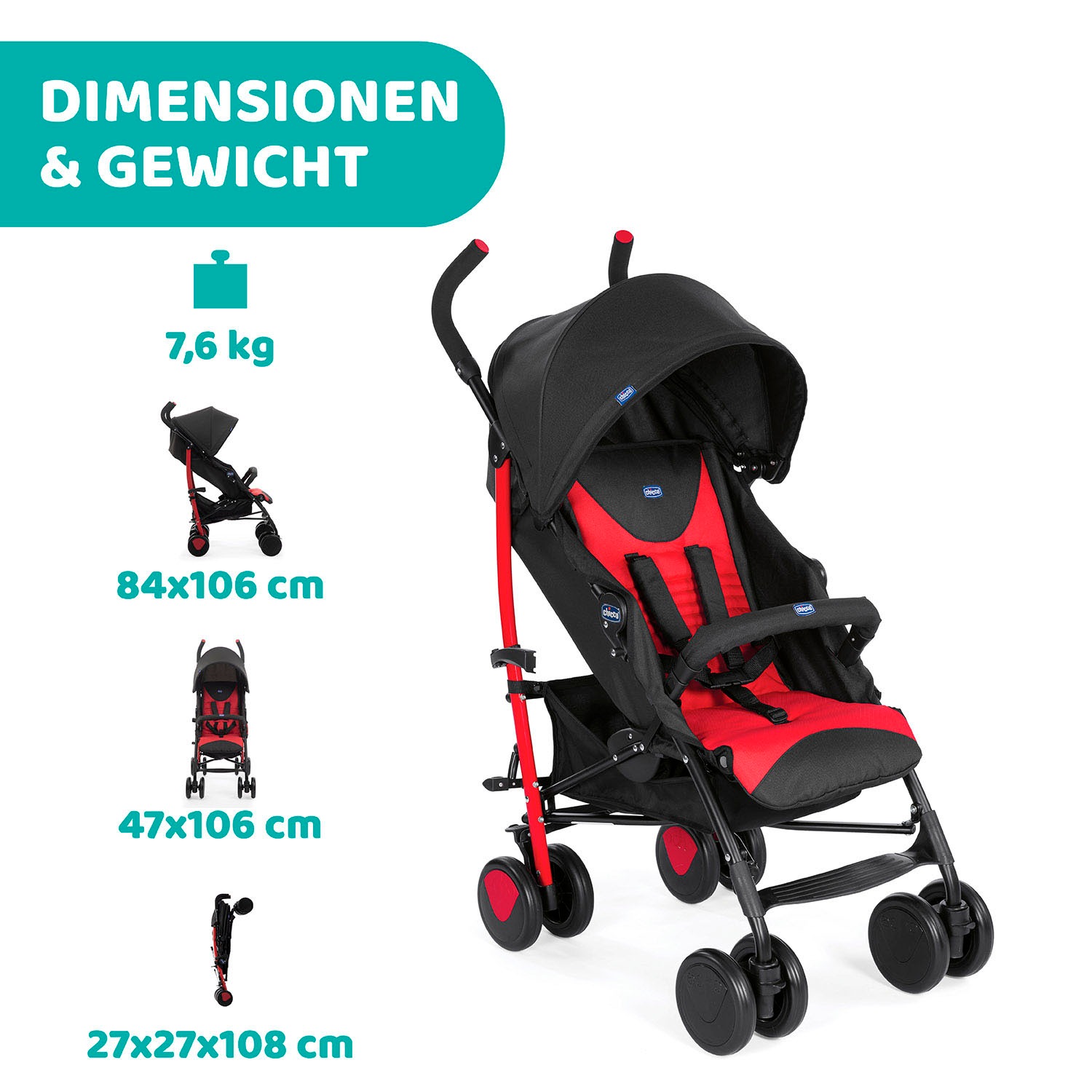 Chicco Kinder-Buggy »Echo, Scarlet«, mit Frontbügel;