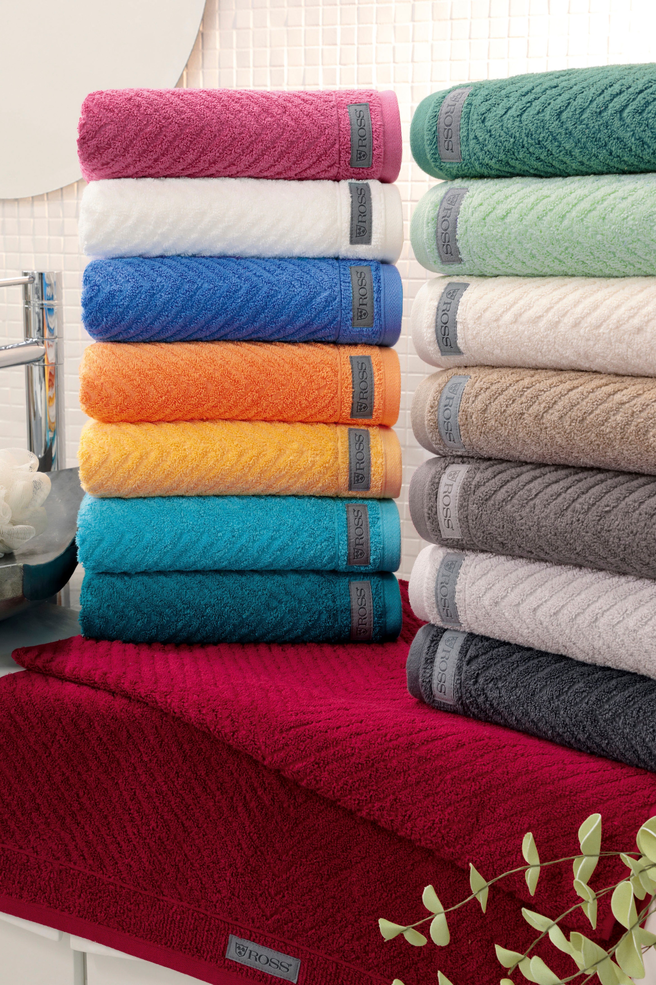 ROSS Handtuch kaufen Velourslabel Uni-Rippe »Smart«, St.), online mit (2
