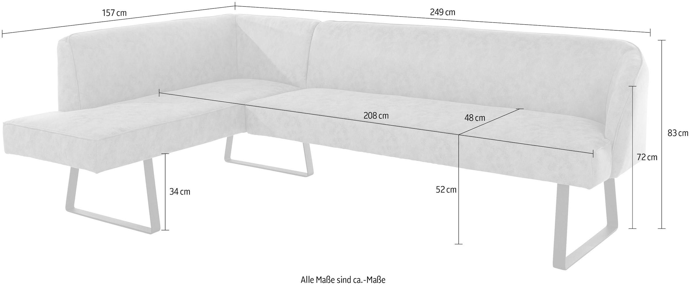 exxpo - sofa fashion Eckbank »Americano« mit Keder und Metallfüßen, Bezug in verschiedenen Qualitäten