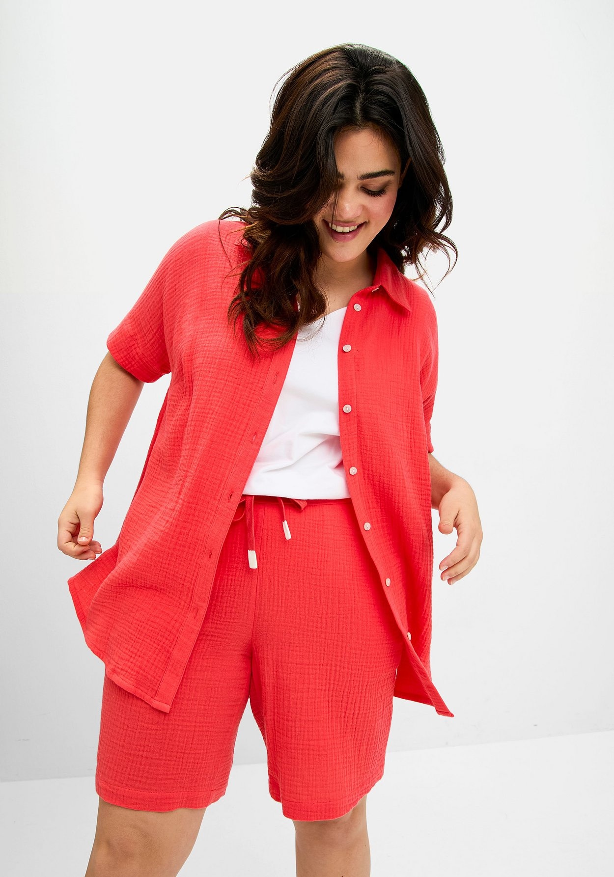 Sheego Bermudas »Shorts mit Schlupfbund, aus Musselin«