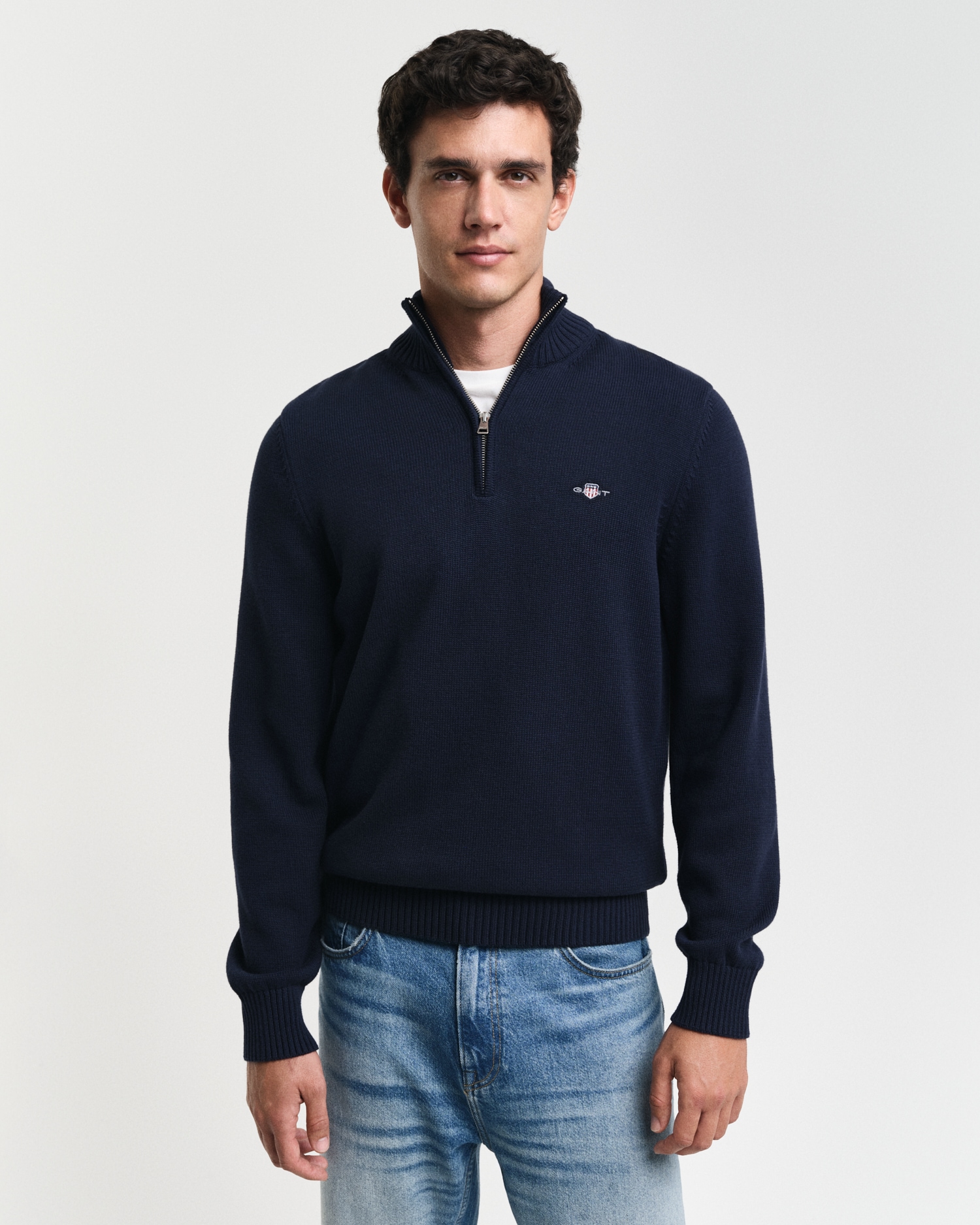 Gant Troyer »CASUAL COTTON HALF ZIP« mit grafischer Logostickerei auf der Brust