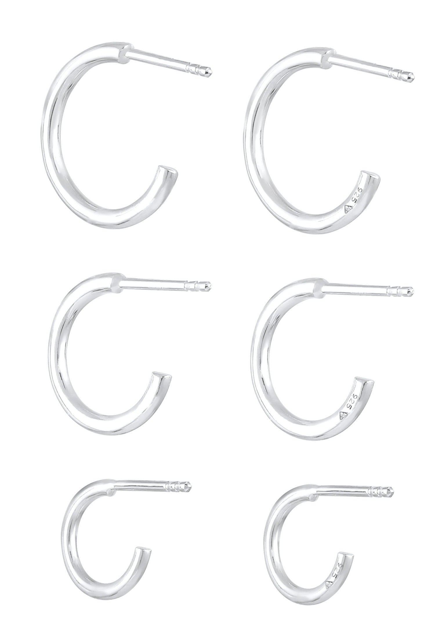 Elli Ohrstecker-Set »Ohrringe Creolen-Set Basic Hoop (6-tlg) 925 Silber«