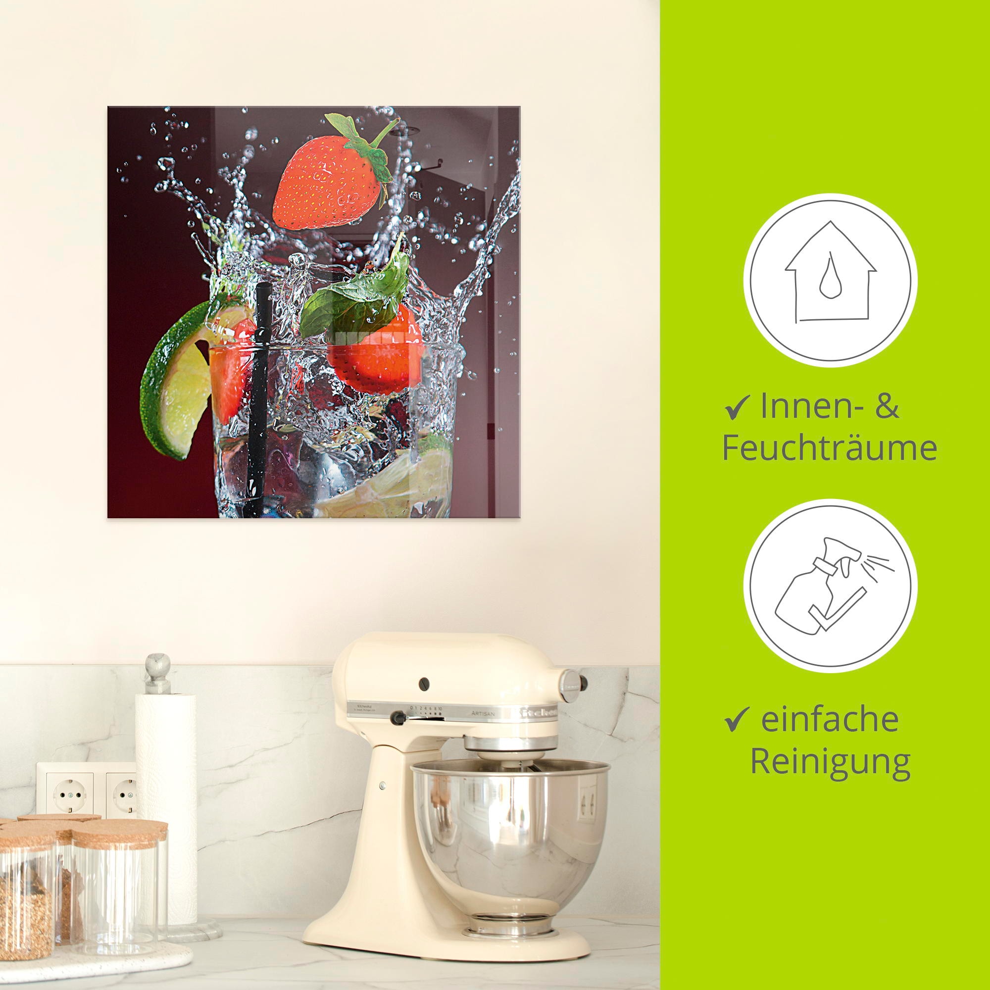 Artland Glasbild »Frischer Fruchtcocktail I«, Getränke, (1 St.), in verschiedenen Größen