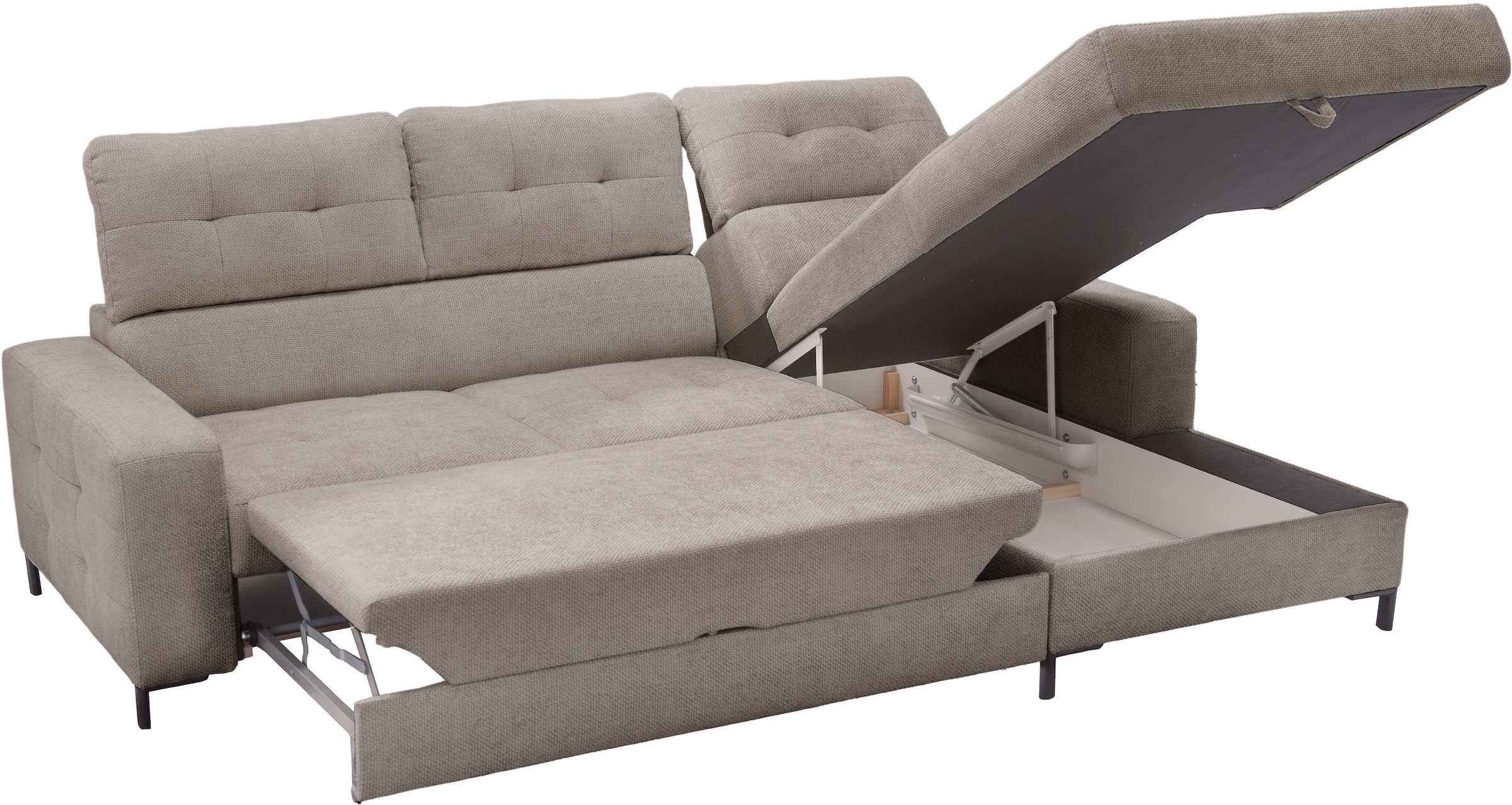 exxpo - sofa fashion Ecksofa »Bonito, mit Rücken- und Sitztiefenverstellung, inkl. Bett & Bettkasten« Sitztiefenverstellung,Höhenverstellung