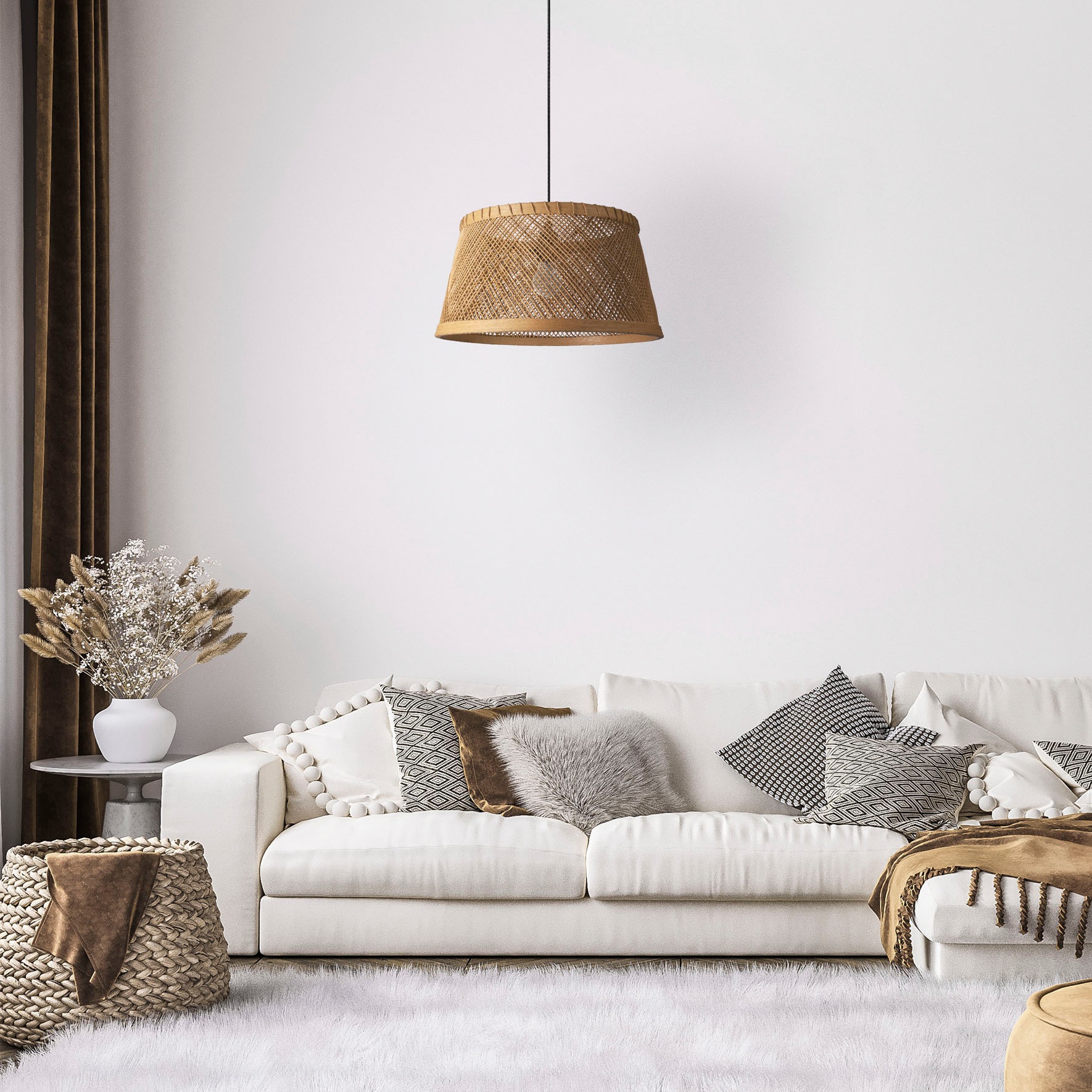 Paco Home Pendelleuchte »RAMA« E27 Korb Papier Hängend Esstisch Lampe  Boho Wohnzimmer E27