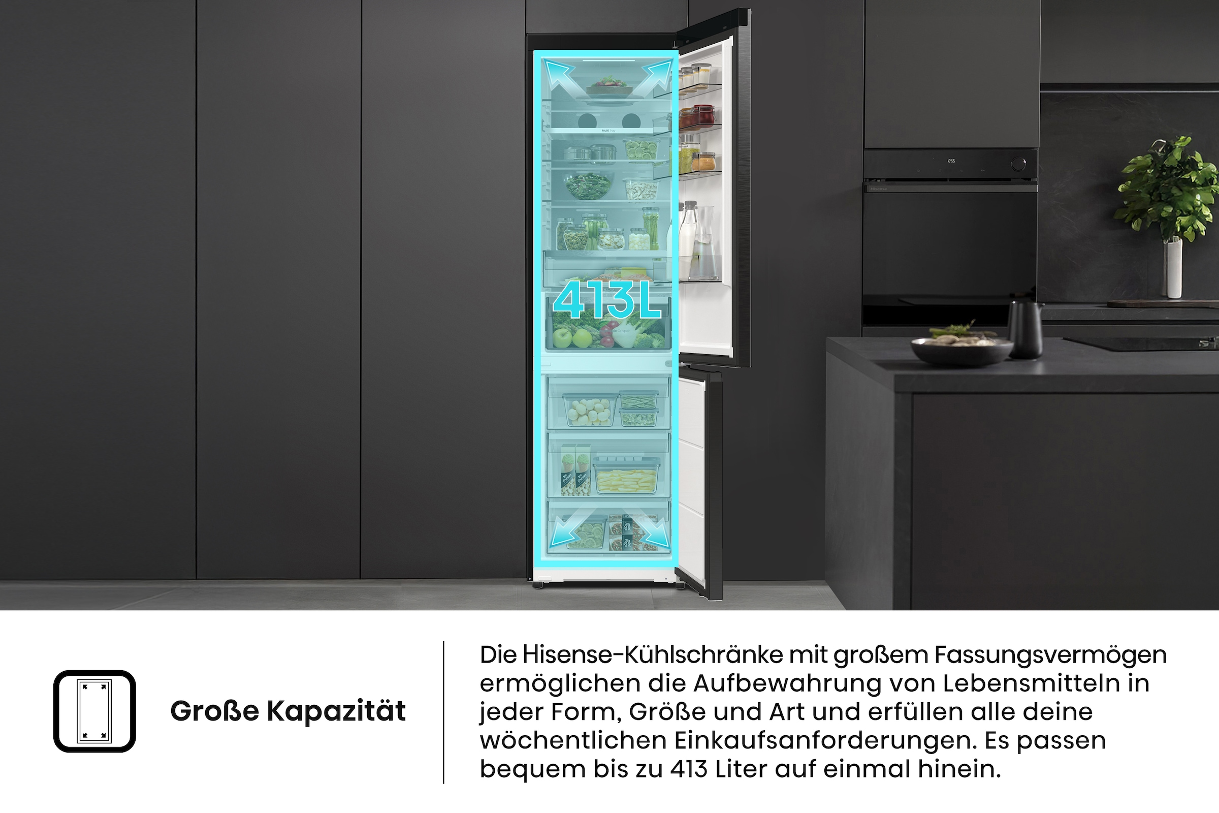 Hisense Kühl-/Gefrierkombination »RB5P410SAFA« 203 cm hoch 59,5 cm breit BigVolumen Modell mit insgesamt 413 Liter