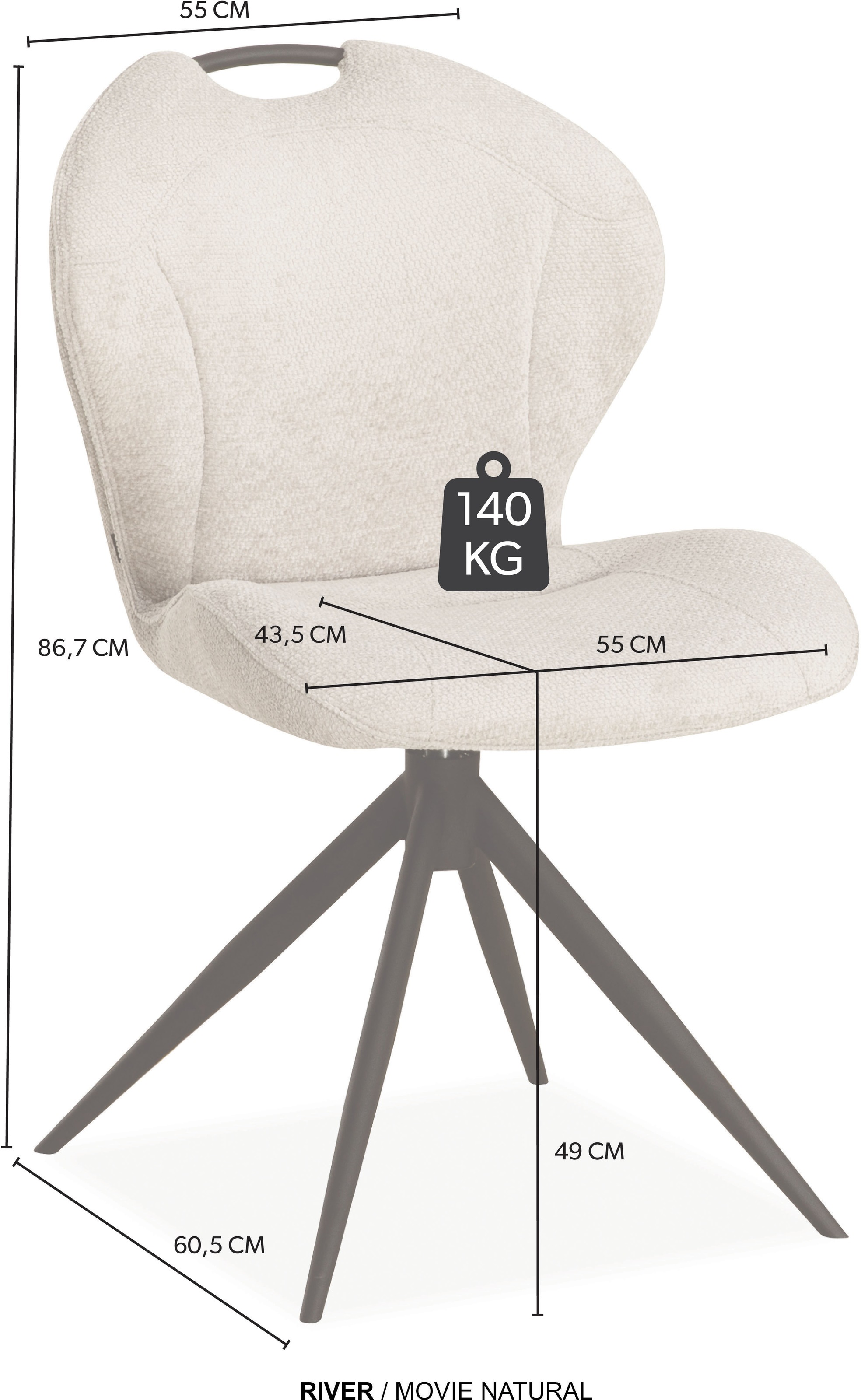 OMG Design Esszimmerstuhl »River« (Set) 2 Stk.Drehstuhl mit auto-return, mit Handgriff