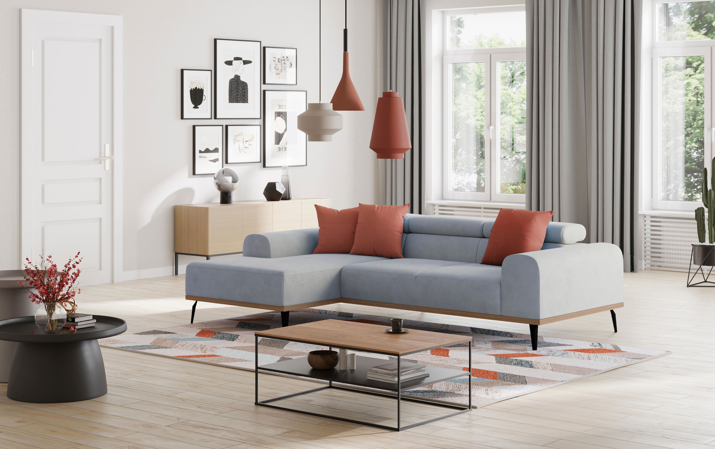 Home affaire Ecksofa »Carlo L-Form« mit Kopfteilverstellung & Holz-Rahmenoptik, wahlweise Relaxfunktion