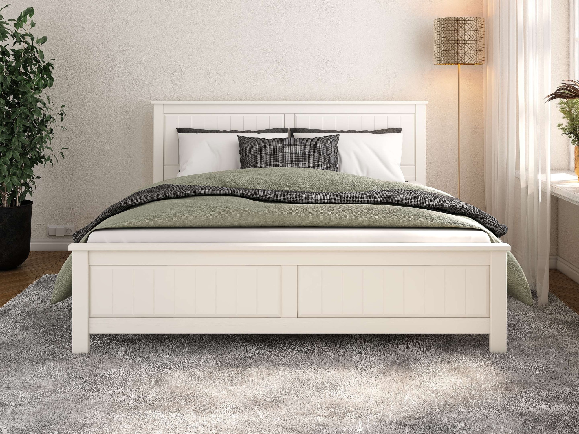 OTTO home Massivholzbett »Northwood, Landhausstil, mit Lamellen und Kassetten, Made in EU« Liegefläche 180x200cm,  inklusive Lattenrost, stilvolles Design, Schubkasten optional (748832)