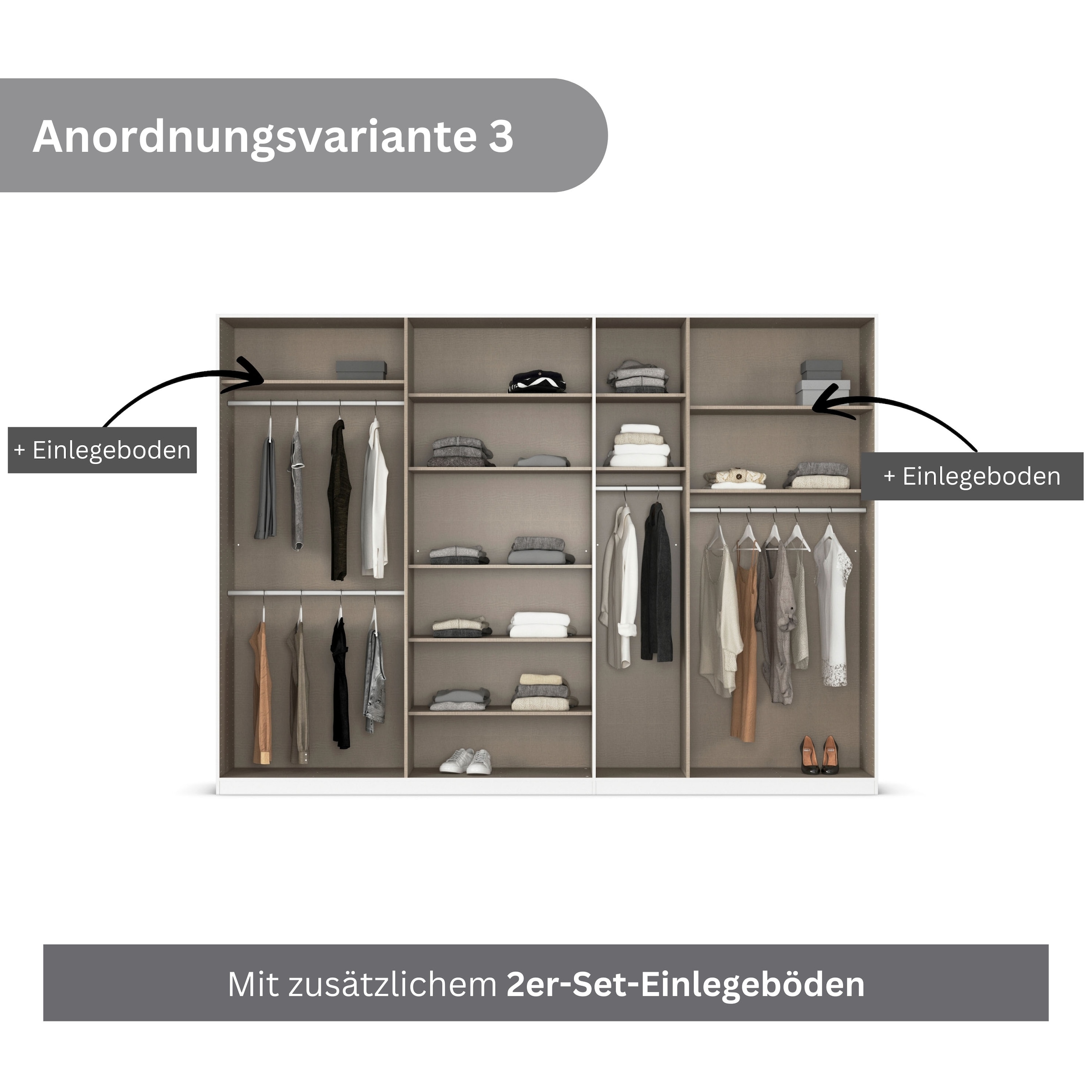 rauch Drehtürenschrank »Kleiderschrank Schrank Garderobe AGORDO mit Dekor- oder Hochglanzfront«, (in zwei Griff-Farben), durchdachte Innenausstattung, in 6 Breiten und 2 Höhen MADE IN GERMANY