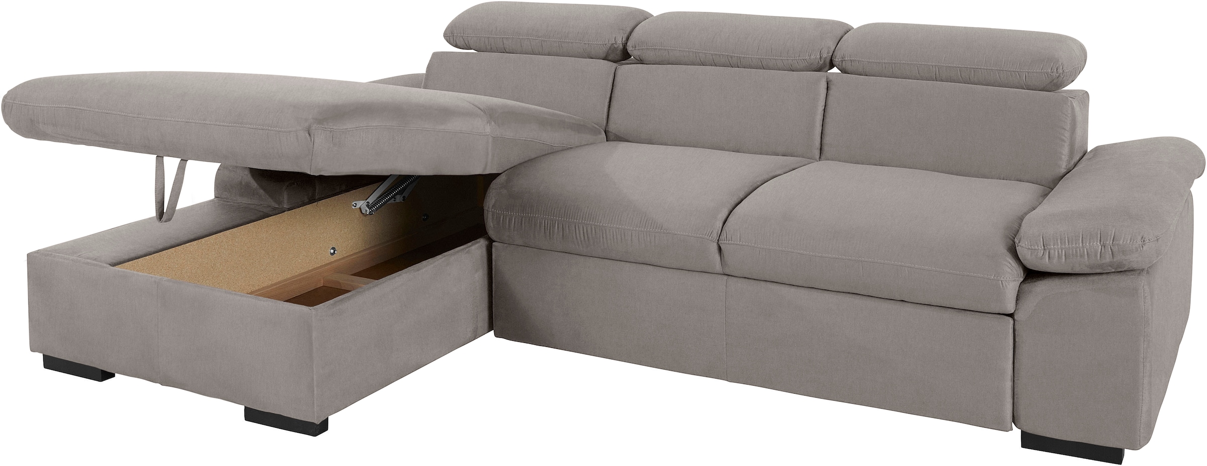 COTTA Ecksofa »Lola L-Form mit Kopfteilfunktion & Hocker«, (Set, mit Hocker), wahlweise mit Bettfunktion, Bettkasten & Armteilverstellung
