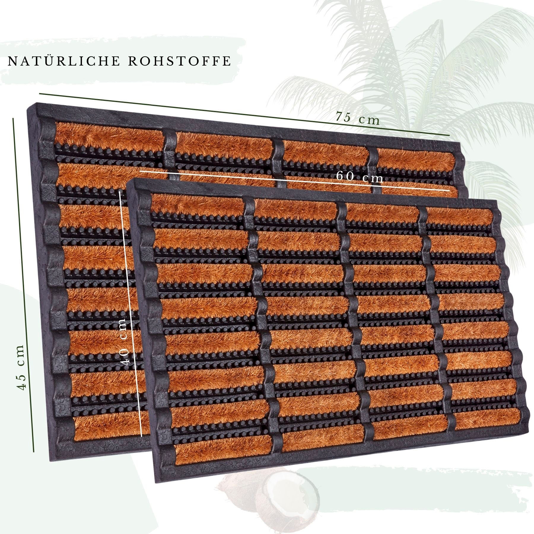 HANSE Home Fußmatte »Schmutzfangmatte Brushes Mat, Türmatte«, rechteckig, 25 mm Höhe, Kokos, Gummi, Schmutzfangmatte, Outdoor, Rutschfest, Innen, Kokosmatte