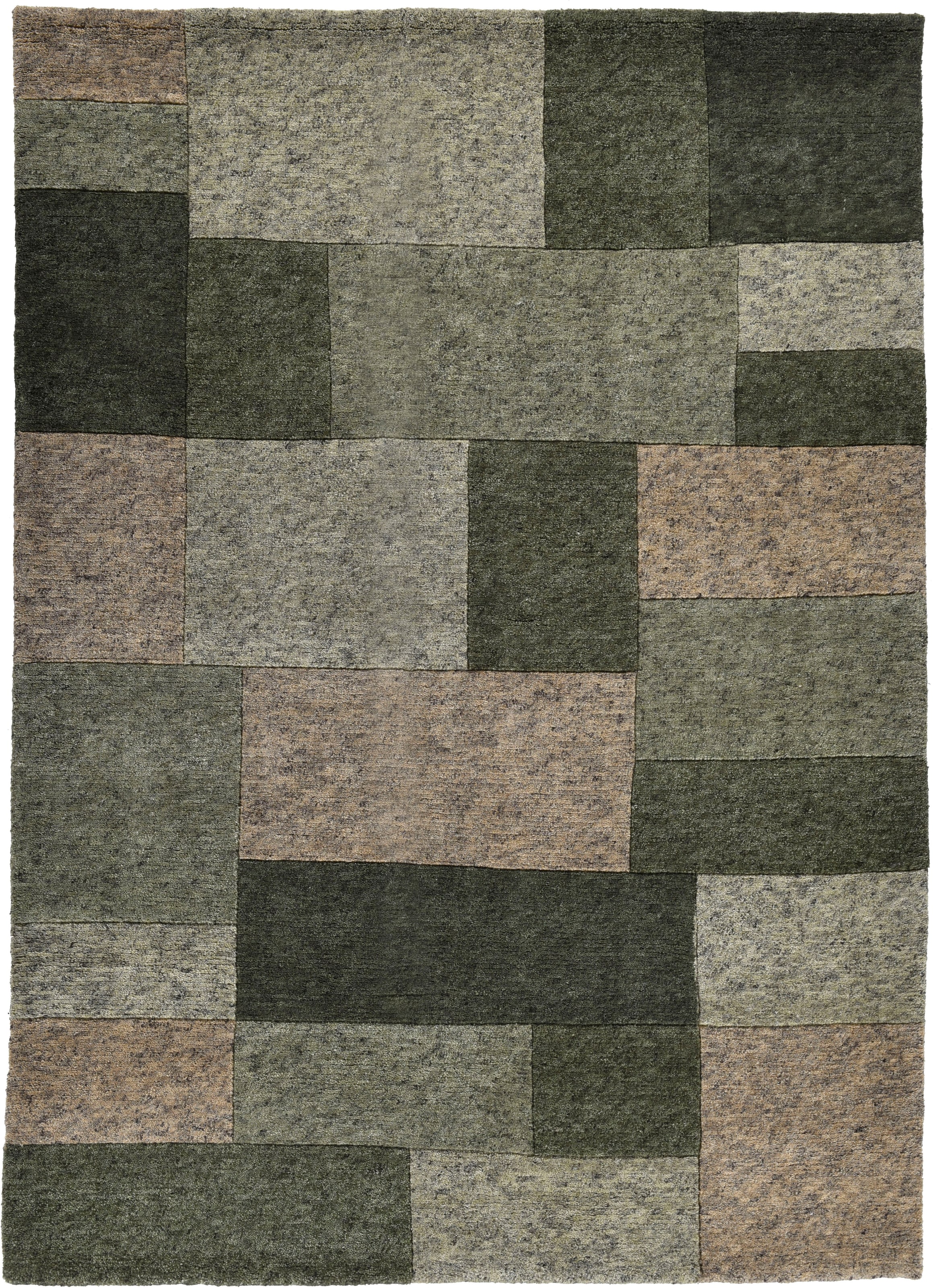 THEKO Wollteppich »Dalas - 7709« rechteckig 18 mm Höhe reine Wolle, handgeknüpft, Patchwork Design