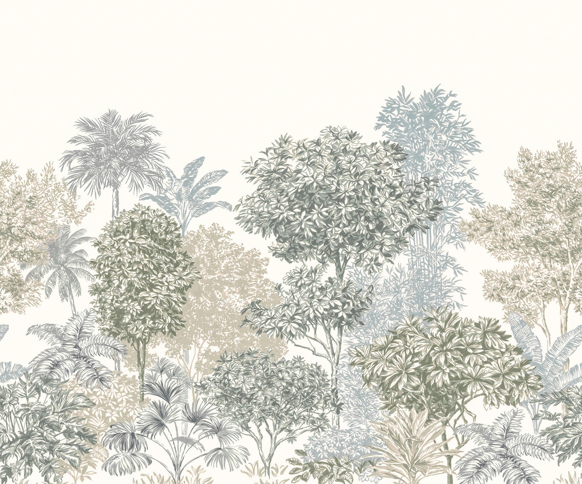 Komar Vliestapete »Painted Palms«, 300x250 cm (Breite x Höhe), Vliestapete, 100 cm Bahnbreite