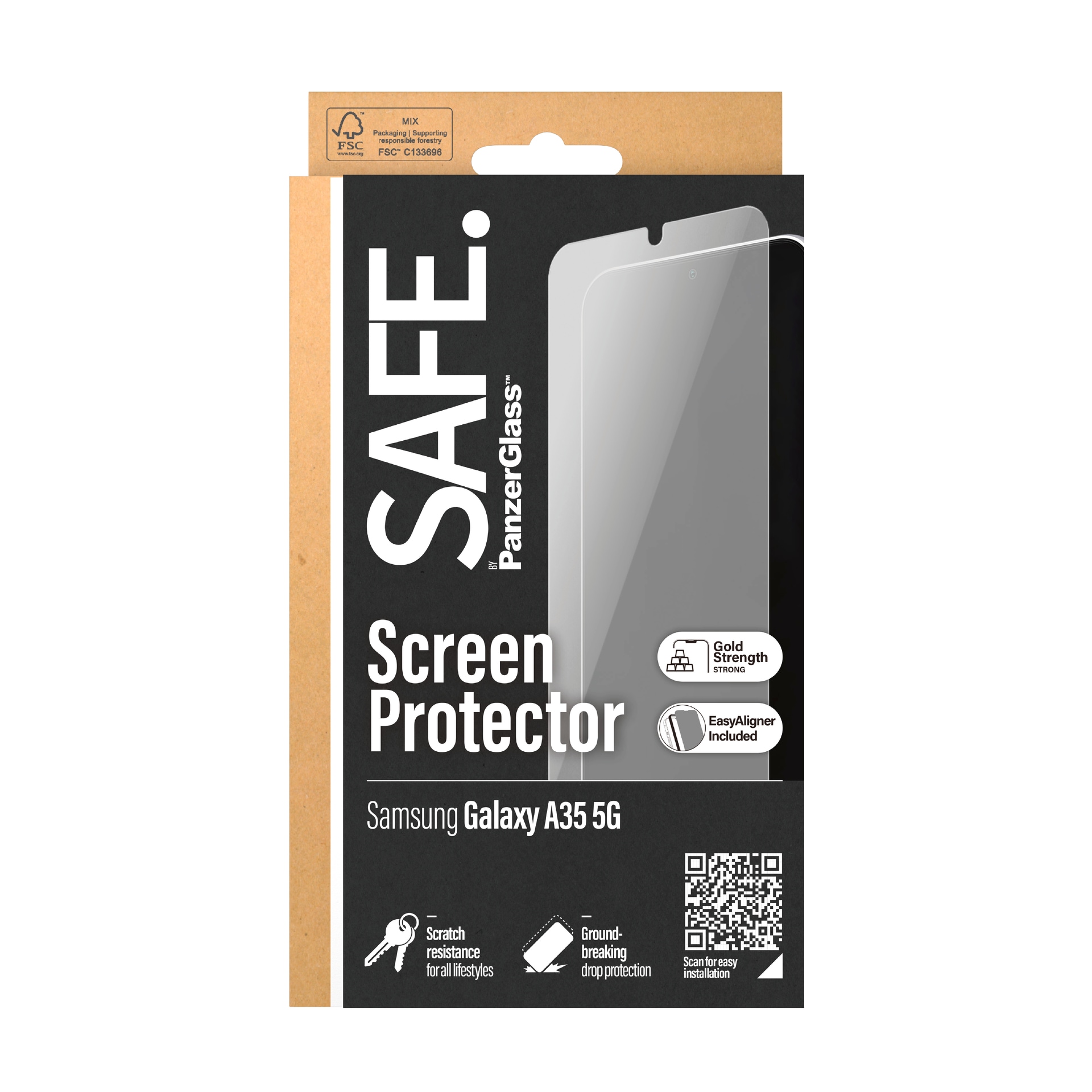 SAFE by PanzerGlass Displayschutzglas »Ultra Wide Fit Screen Protector«, für Samsung A35 5G, Displayschutzfolie, Displayschutz, Bildschirmschutz stoßfest kratzfest
