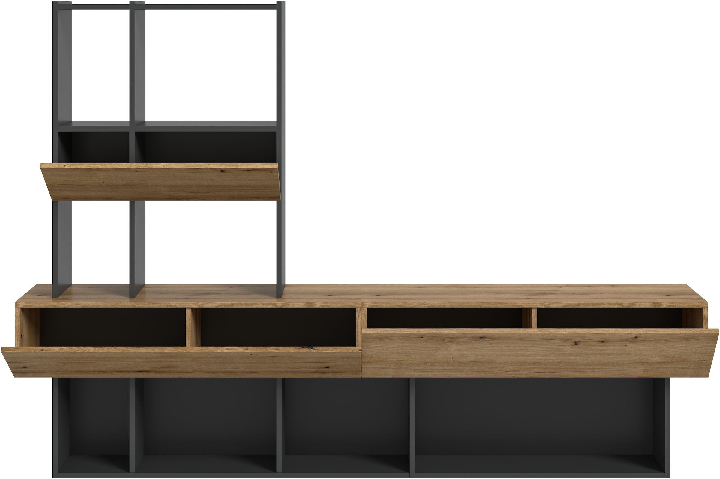 INOSIGN Wohnwand »Tyson, Breite 210 cm, besteht aus: Lowboard und Aufsatzregal«, TV-Board, TV-Möbel, Media-Möbel, Fernsehschrank