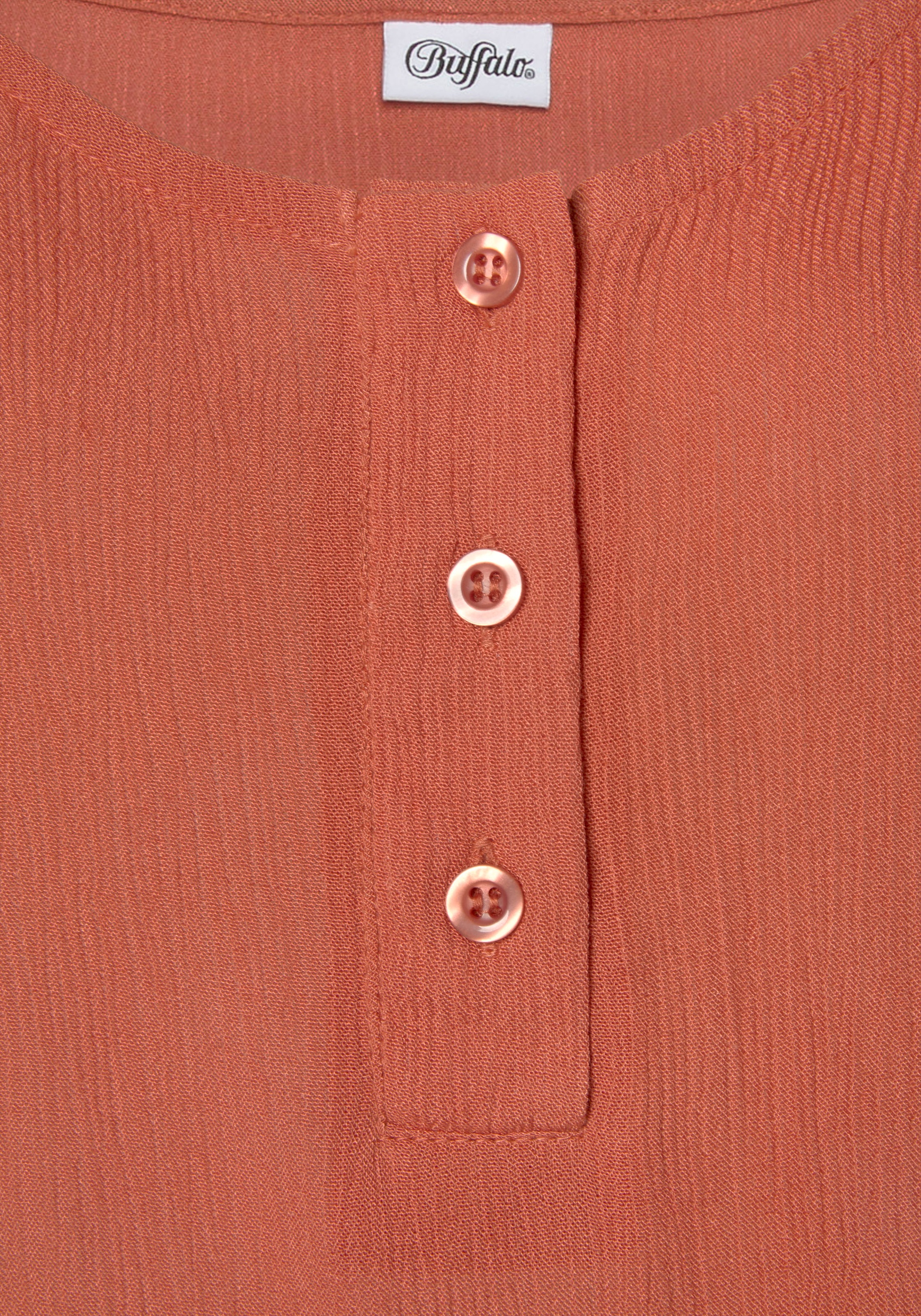 Buffalo Blusentop, ♕ gekreppter Knopfleiste, mit bei Viskose Blusenshirt aus Tanktop