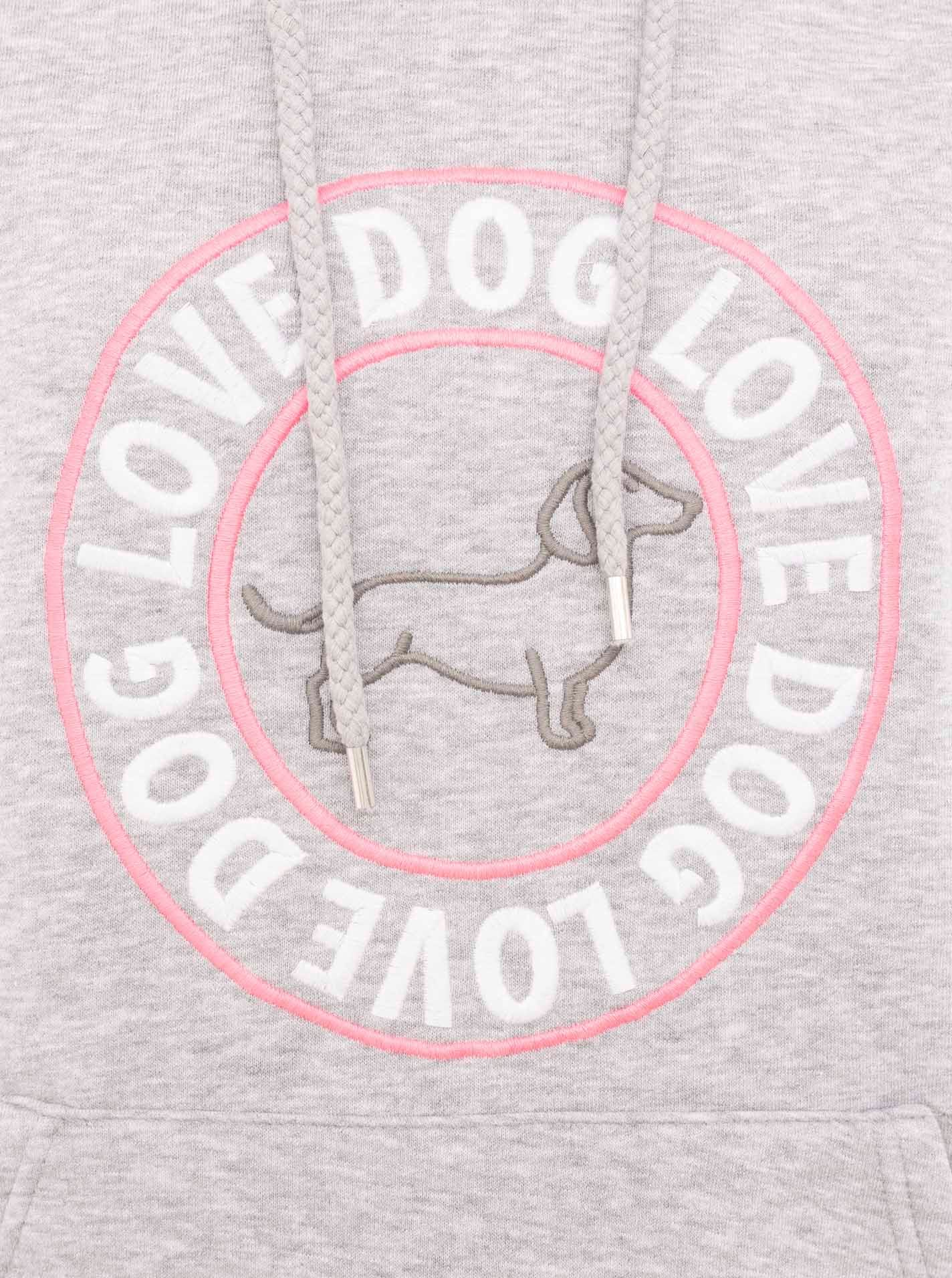 Zwillingsherz Hoodie »"Dog Love"«, mit gesticktem Dackel-Motiv, Schriftzug, Kordelzug, Rippenbündchen